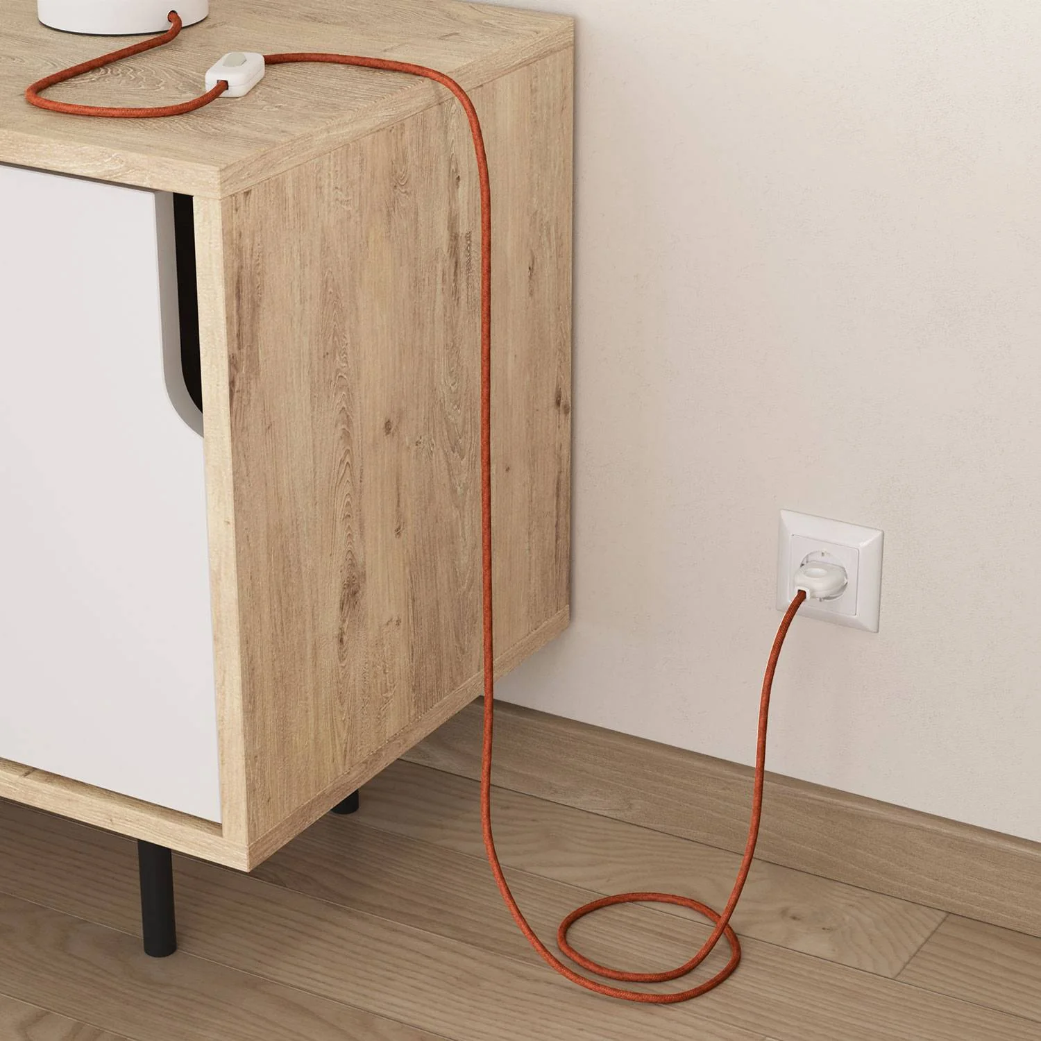 Jute lighting cable in Orange Clay - The Original Creative Cables, for pendant and wall lamps - RN27 - Image 3