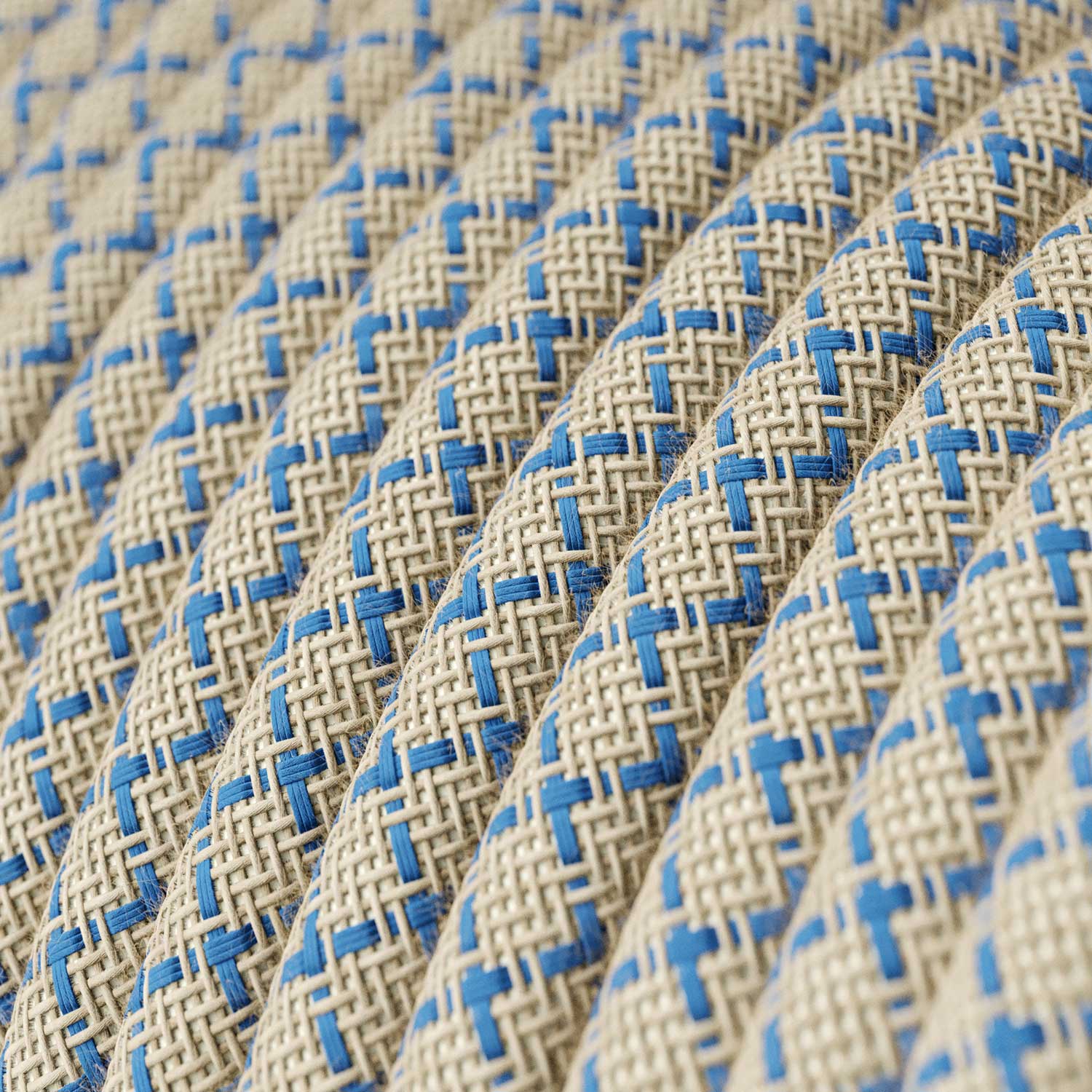 Cable for lighting, Blue Steward and Beige Losanga textile - The Original Creative Cables, bring your lamps to life - RD65 - Image 2