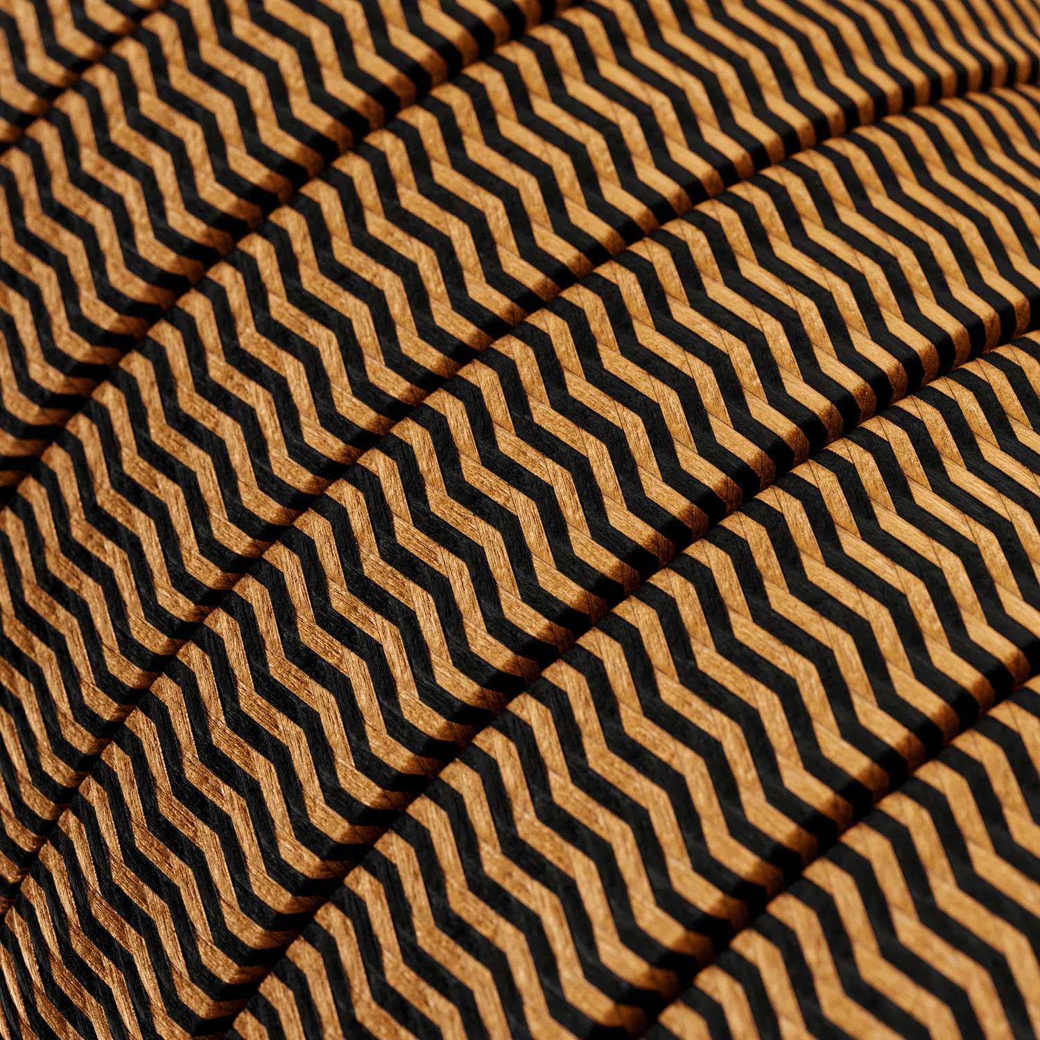 Electric cable for string light covered in ZigZag Black fabric - Whiskey CZ22