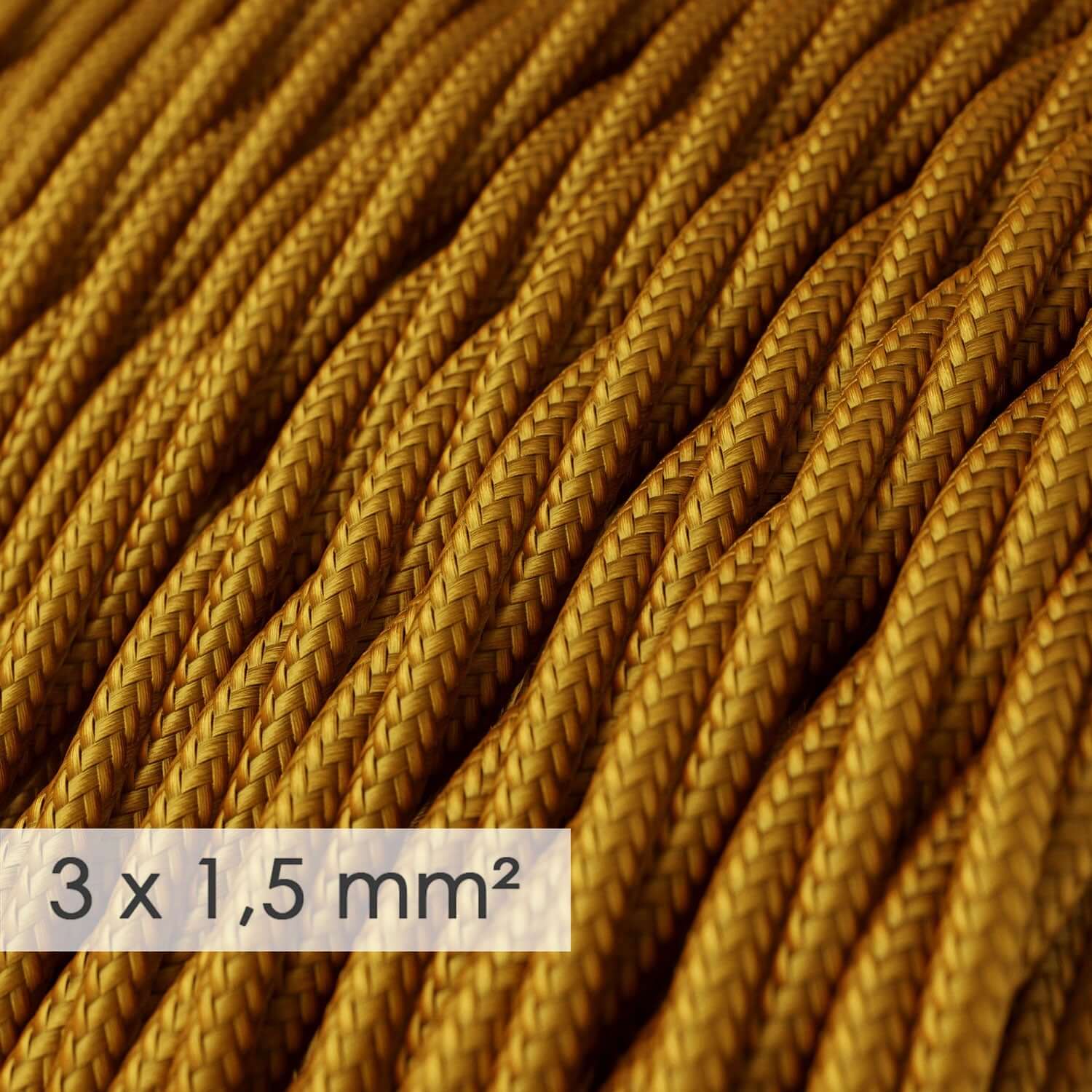 Large section electric cable 3x1.50 braided - silk effect fabric Gold TM05 - Image 2