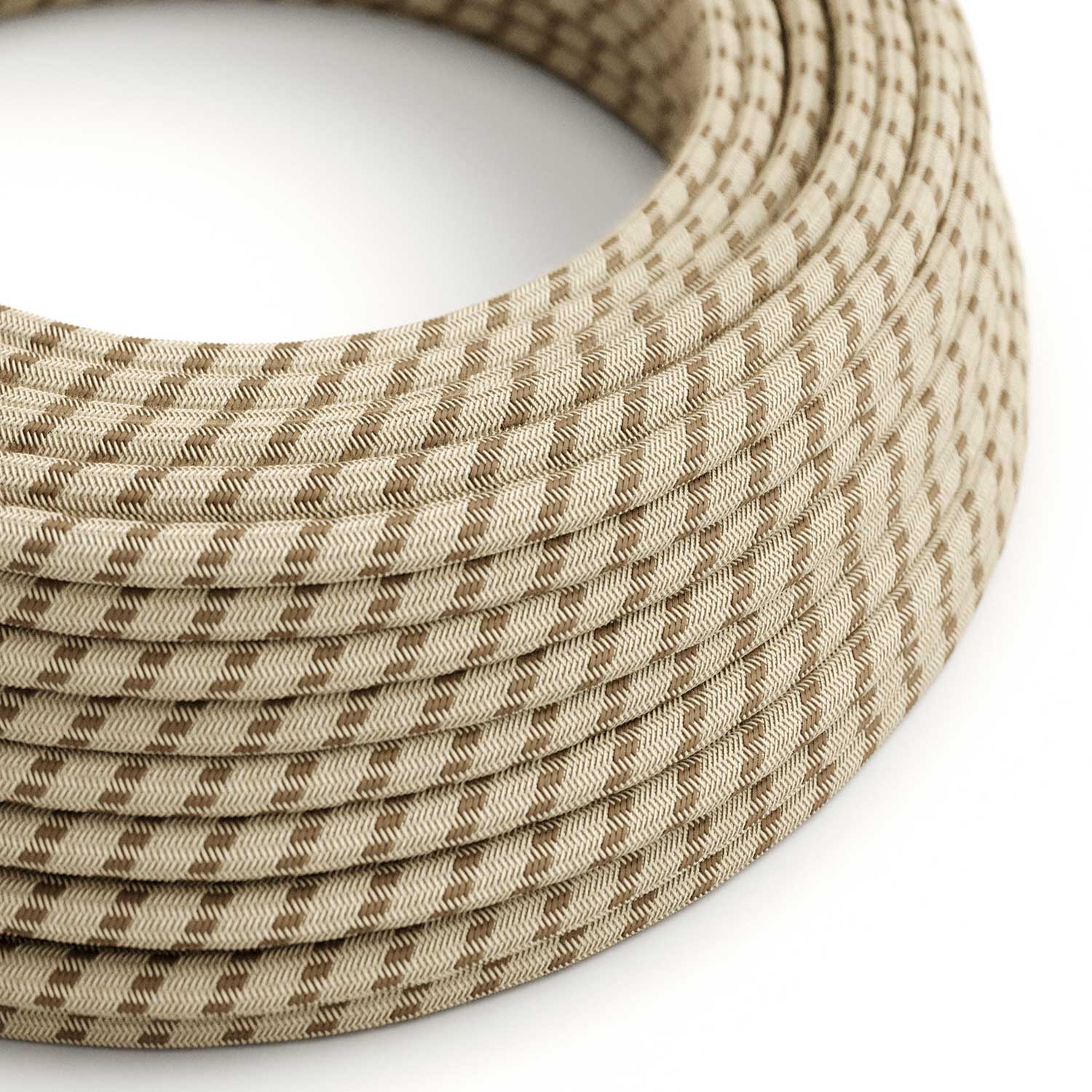 Corteccia and Beige Stripes textile Cable - The Original Creative Cables, perfect for DIY lamps - RD53