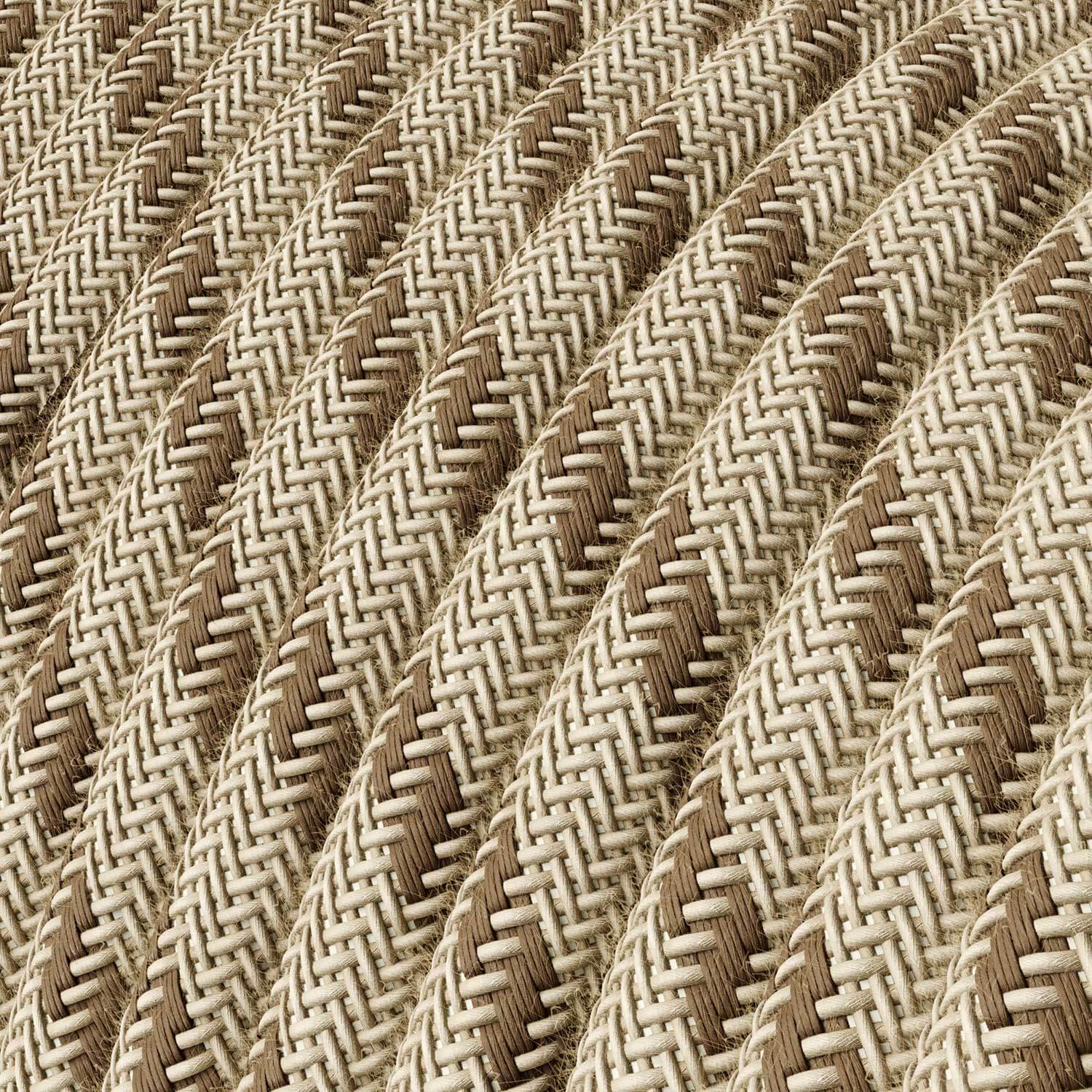 Corteccia and Beige Stripes textile Cable - The Original Creative Cables, perfect for DIY lamps - RD53 - Image 2