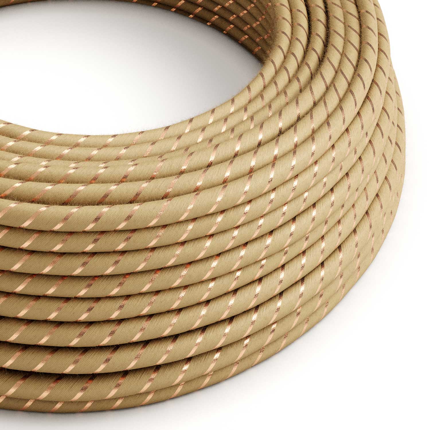 Beige textile cable in jute with Vertigo copper wire - The Original Creative Cables, for luminous decorations - ERR04