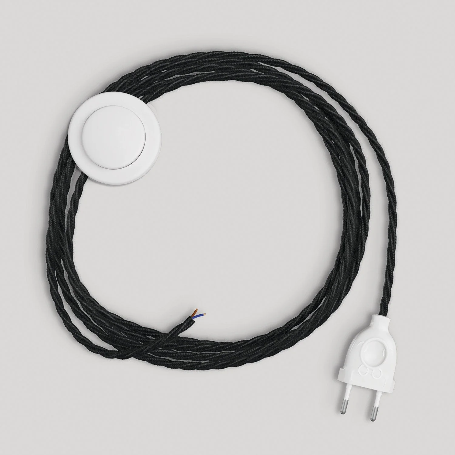 Wiring for lamp with 3 m black braided cable