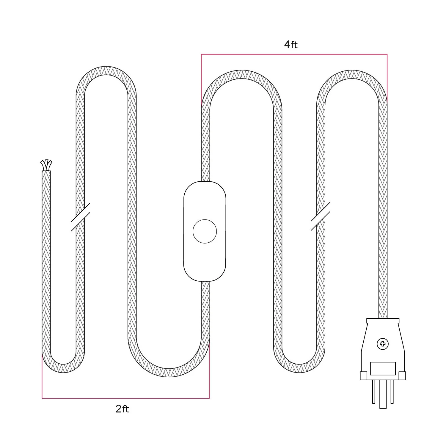 Cord set for lamp with bright red cable, 6 ft - Image 3