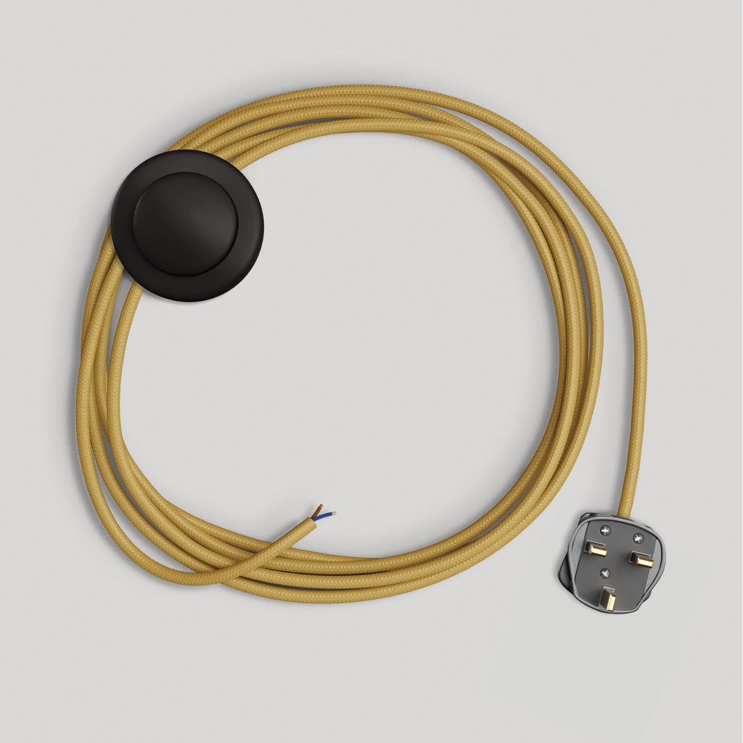Wiring for lamp with 3 m glossy mustard cable and UK plug