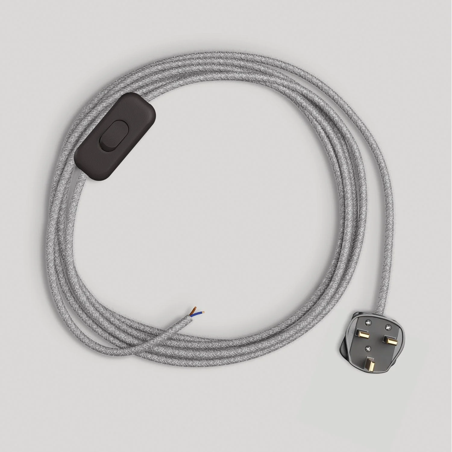 Wiring for lamp with grey linen cable 1.80 m and UK plug