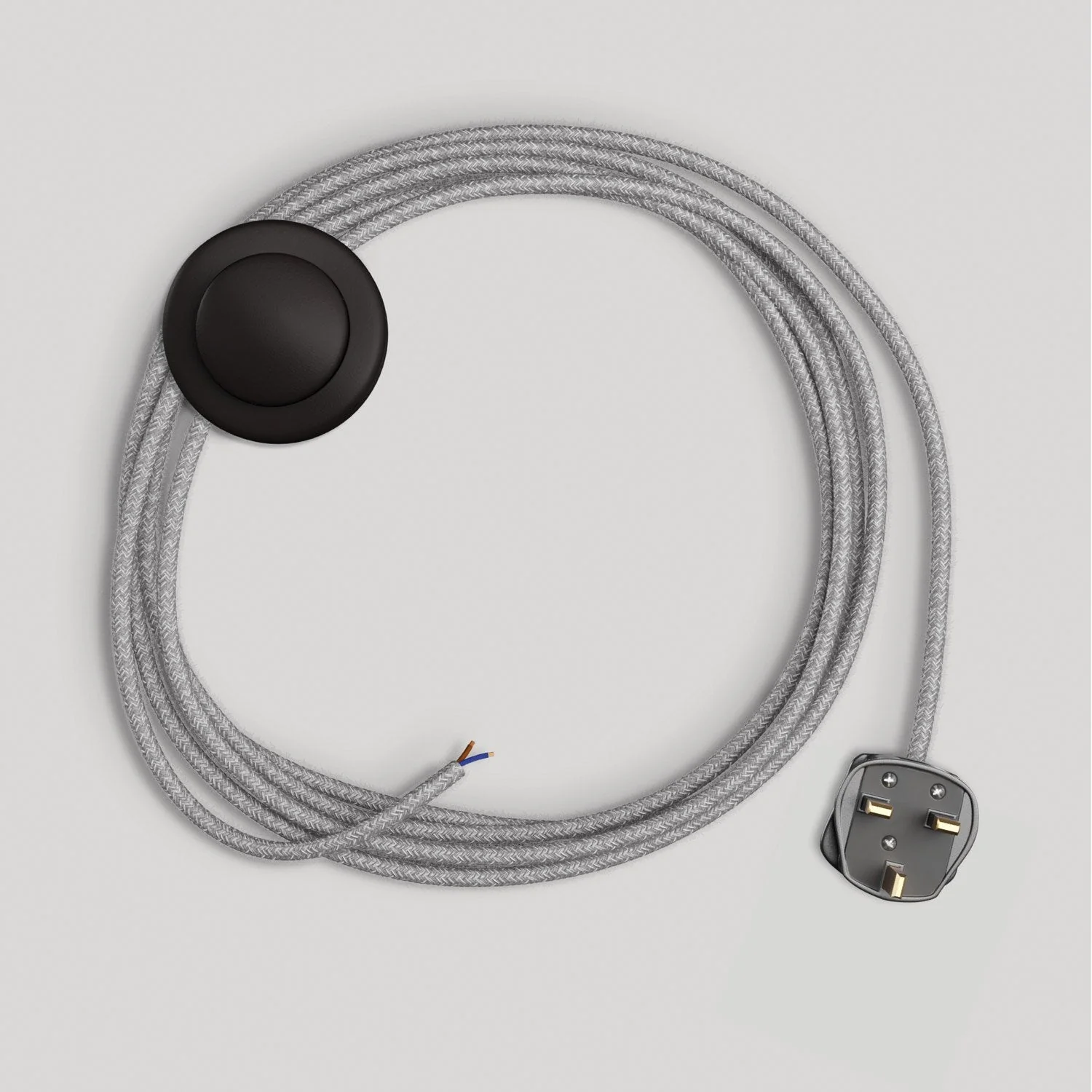 Wiring for lamp with 3 m grey linen cable and UK plug