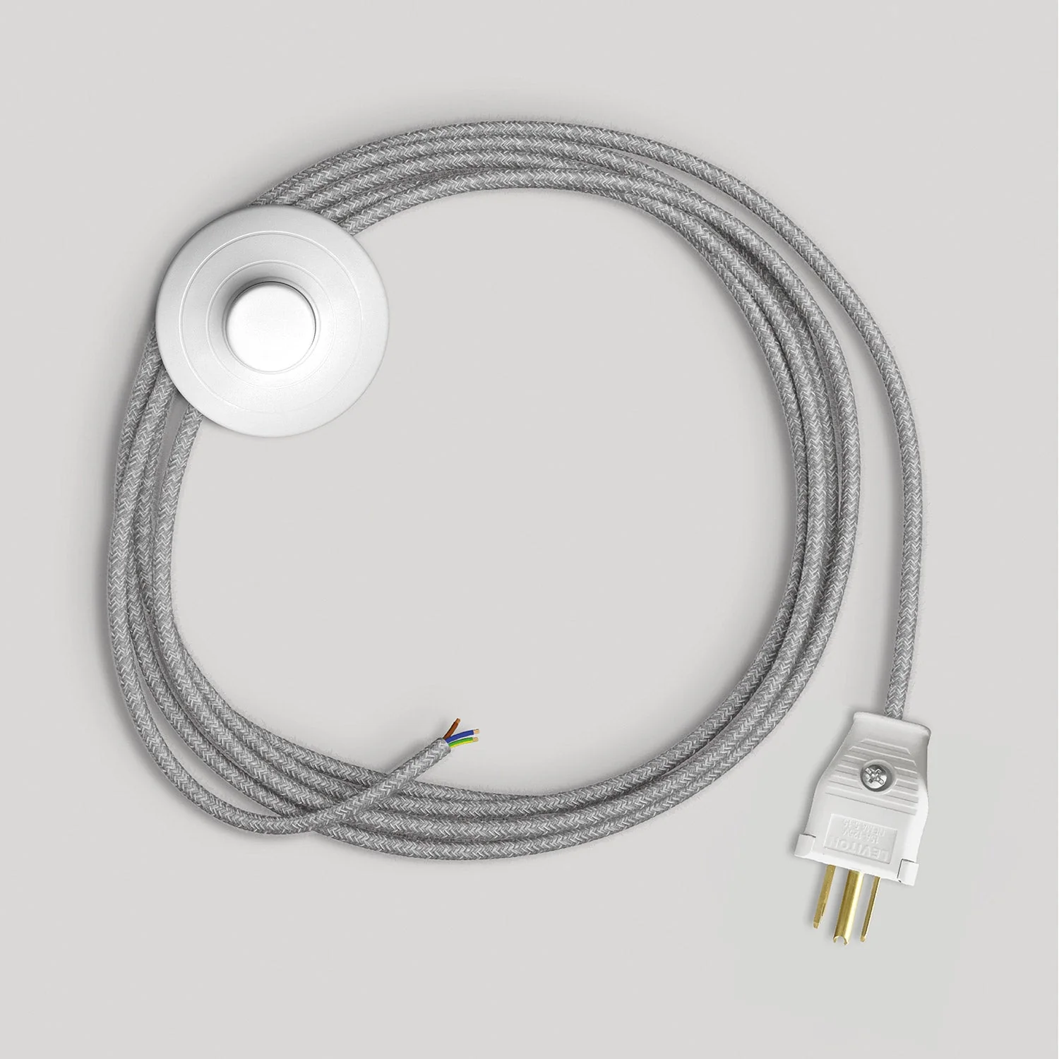 Cord set for lamp with grey linen cable, 10 ft