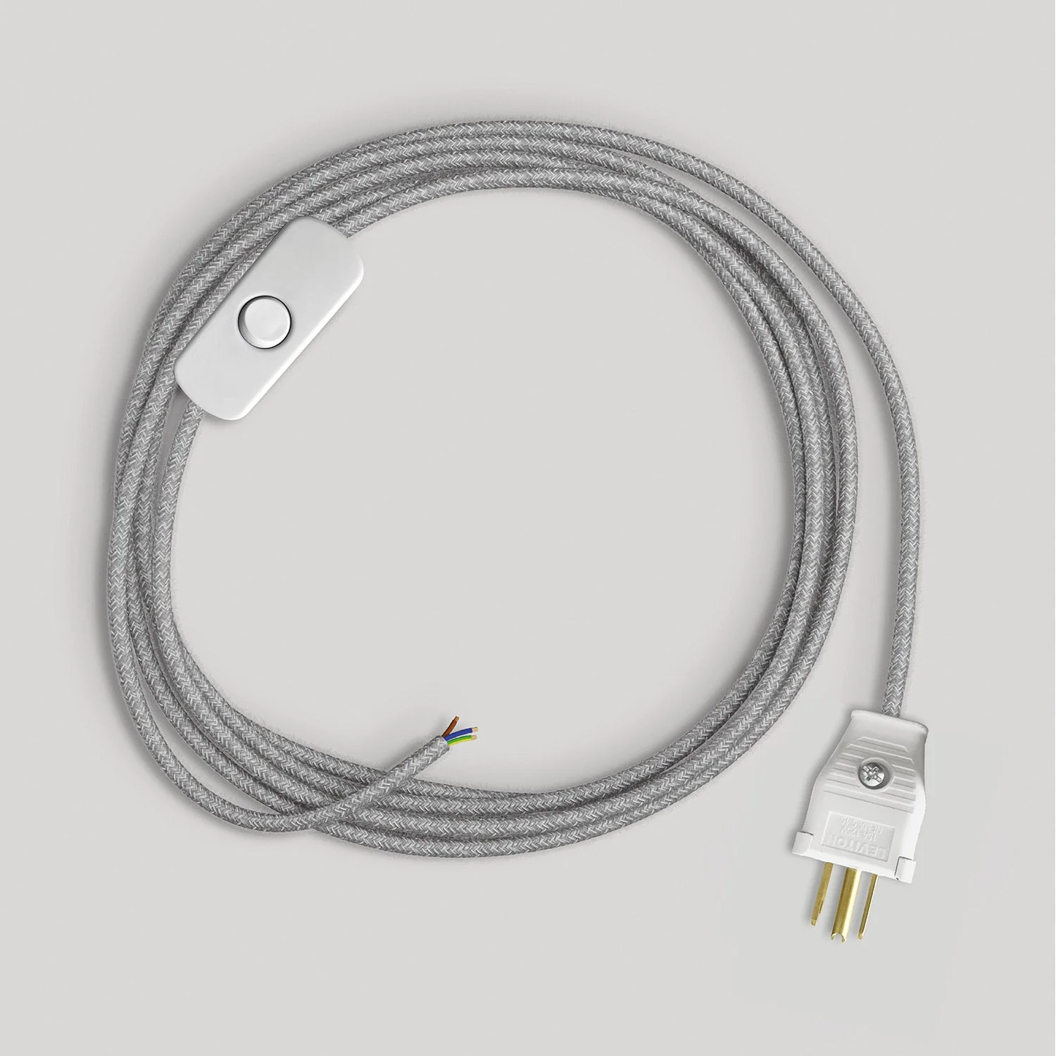 Cord set for lamp with grey linen cable, 6 ft