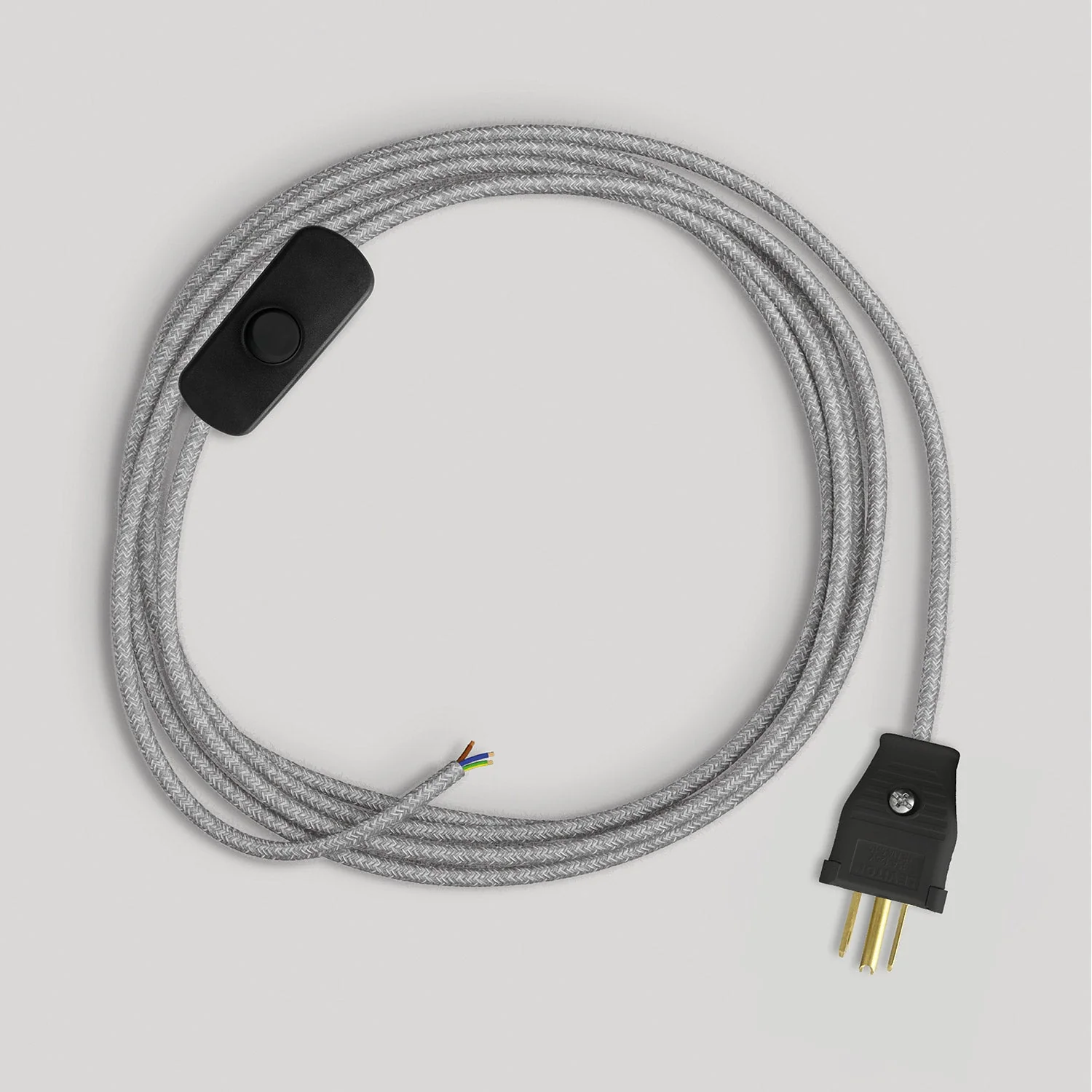 Cord set for lamp with grey linen cable, 6 ft - Image 4