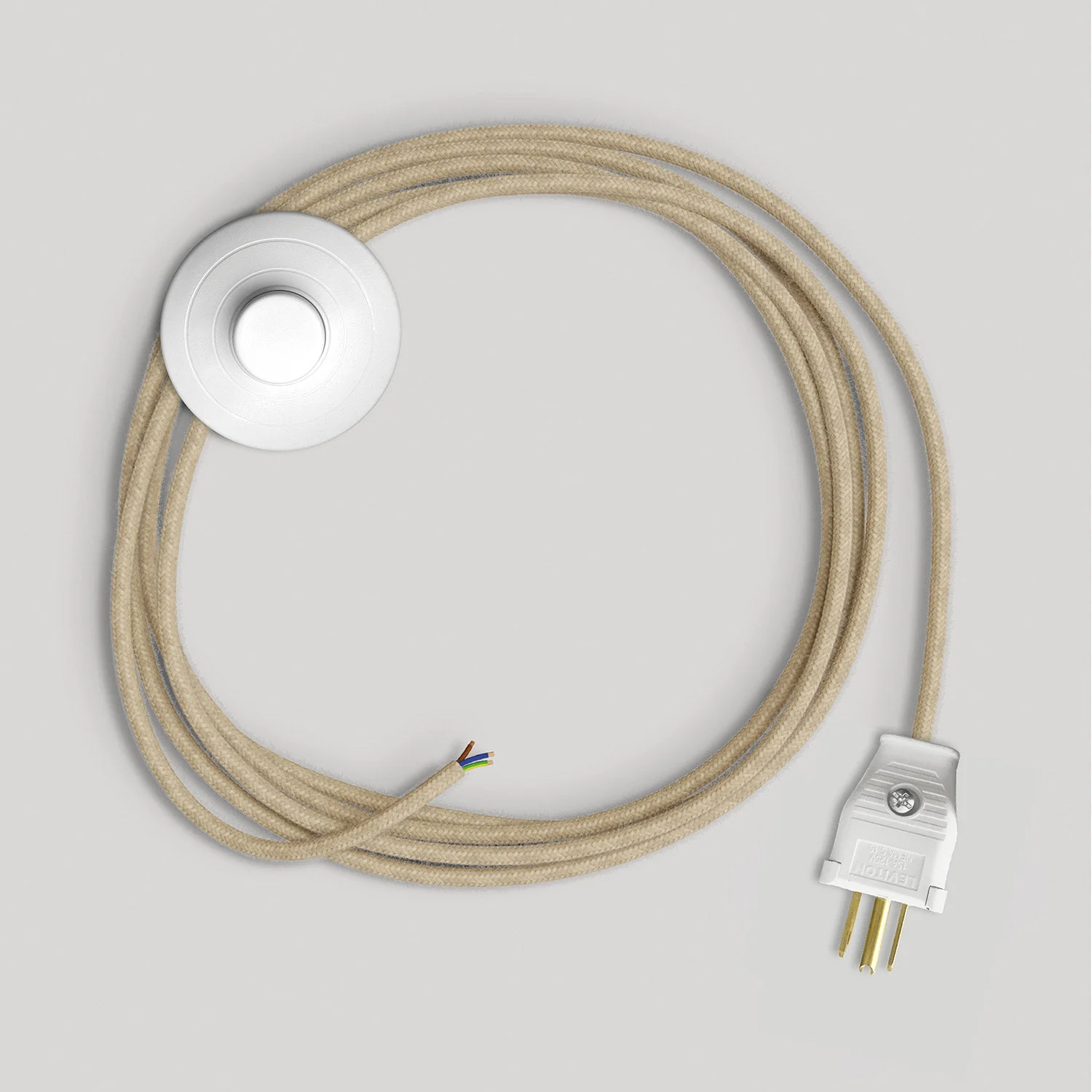Cord set for lamp with natural jute cable, 10 ft