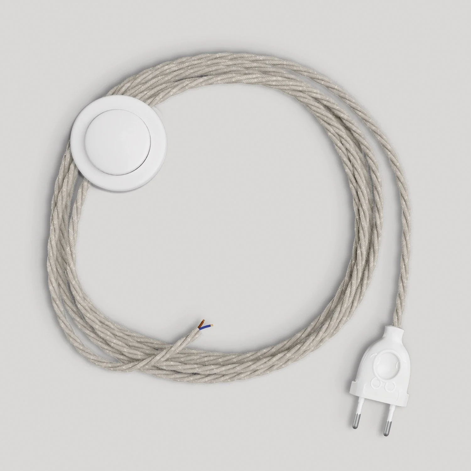 Wiring for lamp with 3 m white braided cable