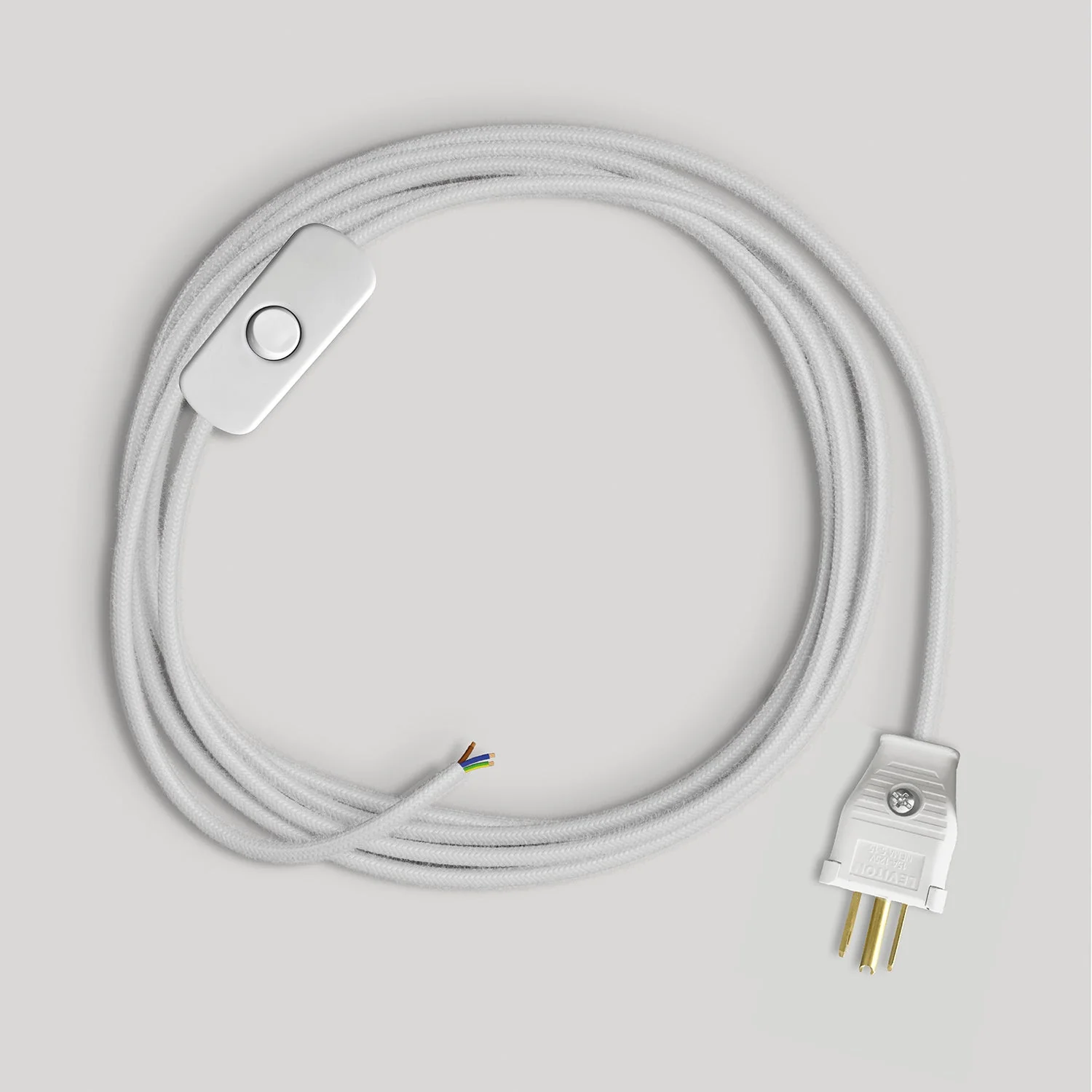 Cord set for lamp with white cotton cable 6 ft
