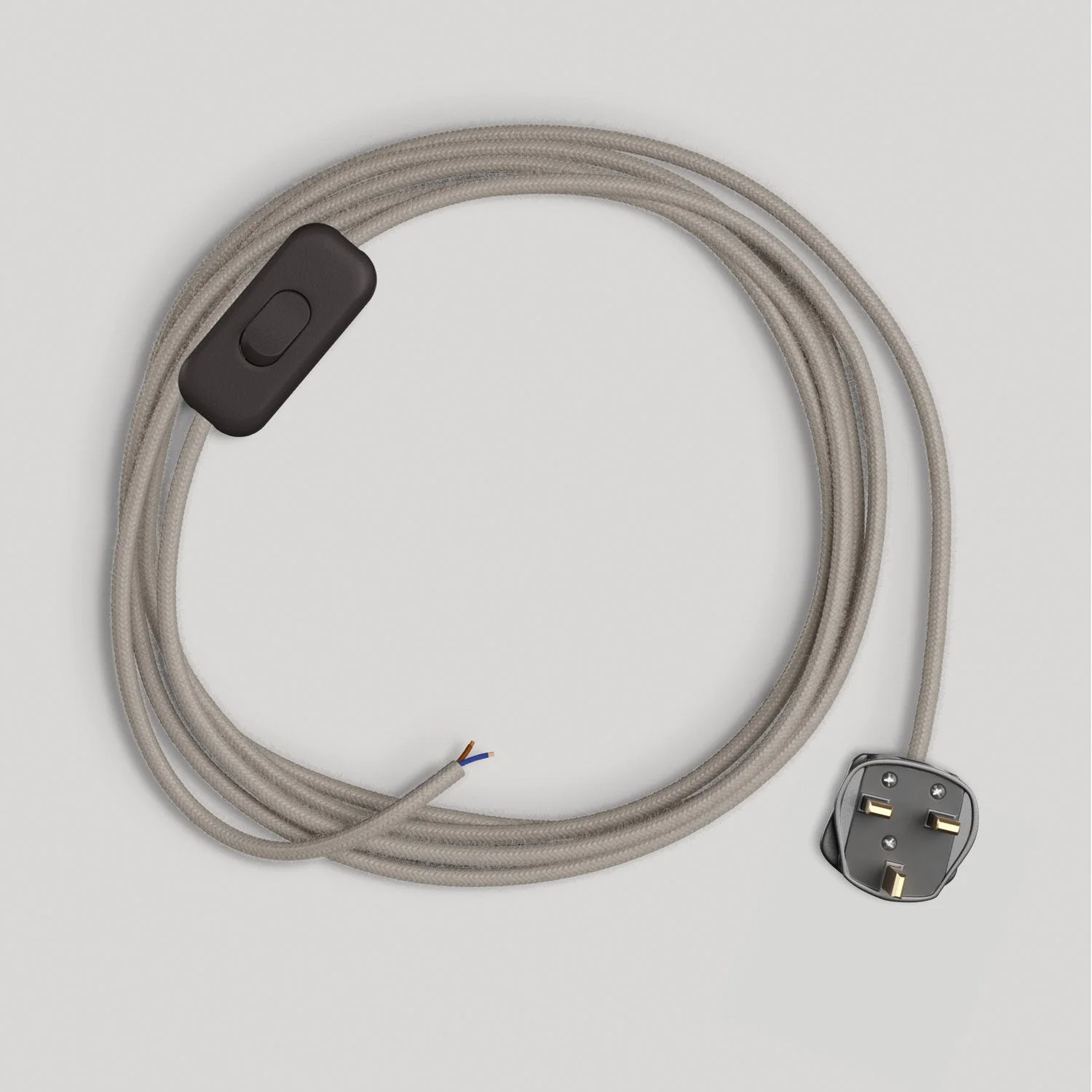 Wiring for lamp with taupe grey cotton cable 1.80 m and UK plug