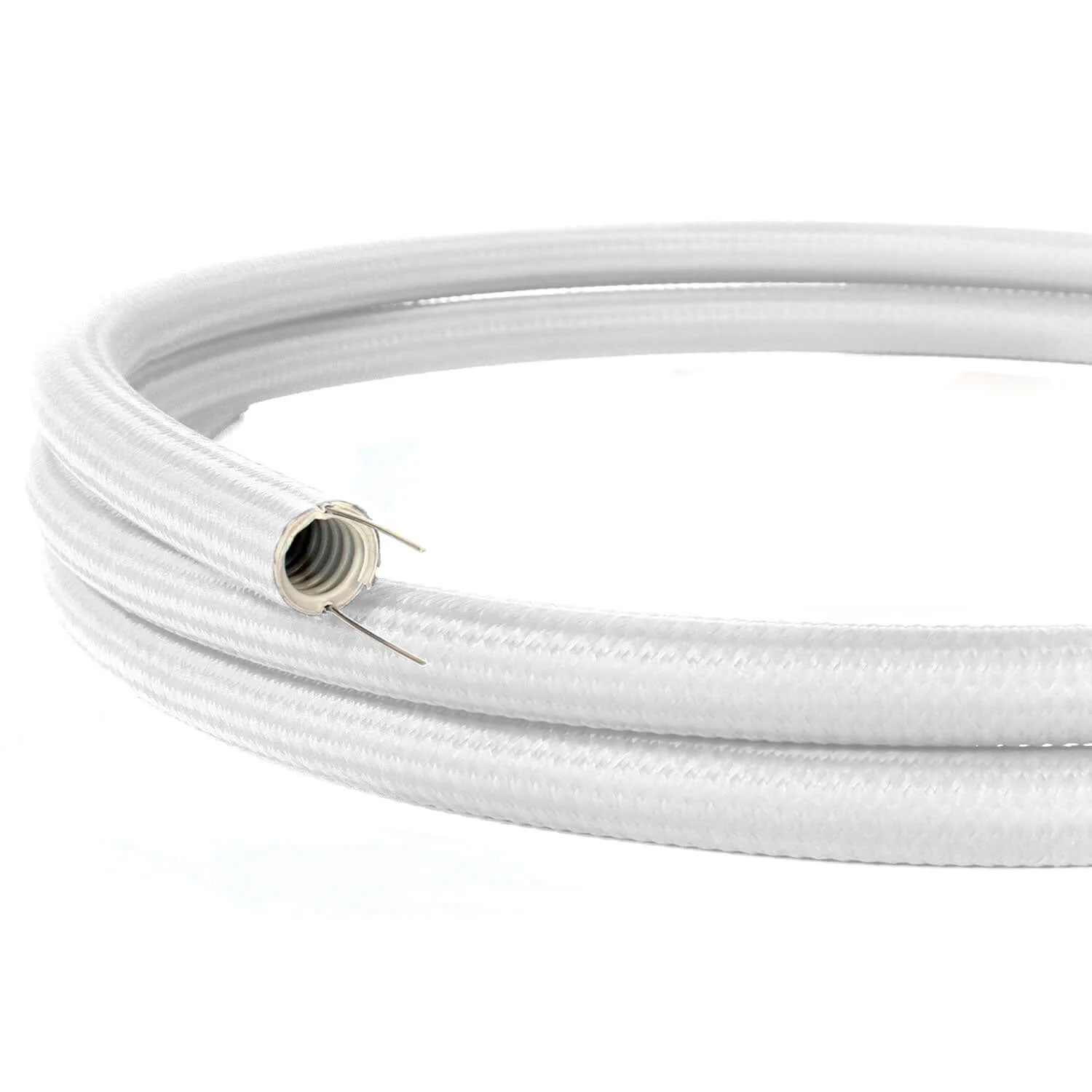 Creative-Tube, 20 mm diameter, fabric-coated with Silk Effect RM01 White, mouldable conduit