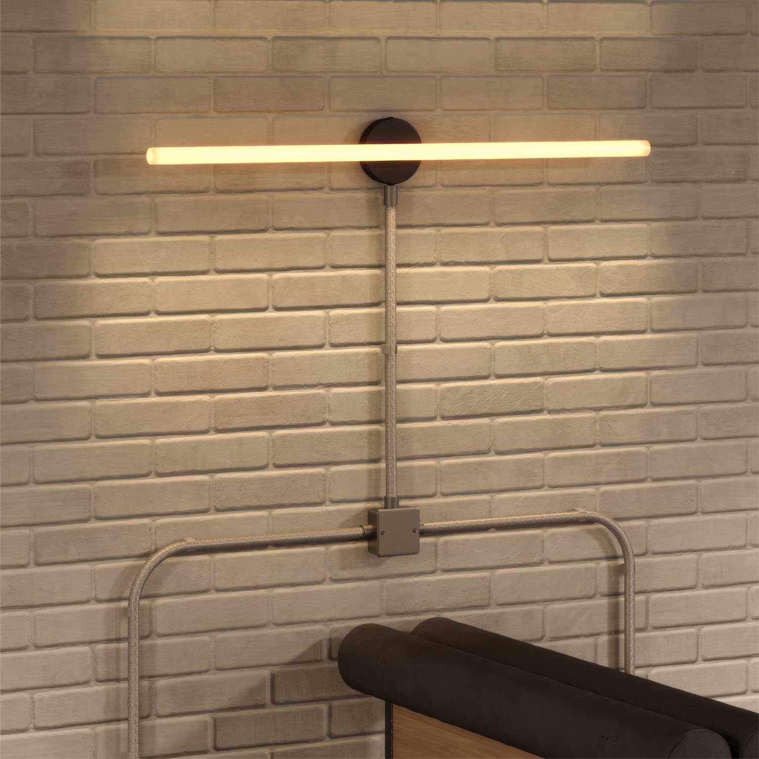 Creative-Tube flexible conduit, Grey Natural Linen RN02 fabric covering, 20 mm diameter - Image 3