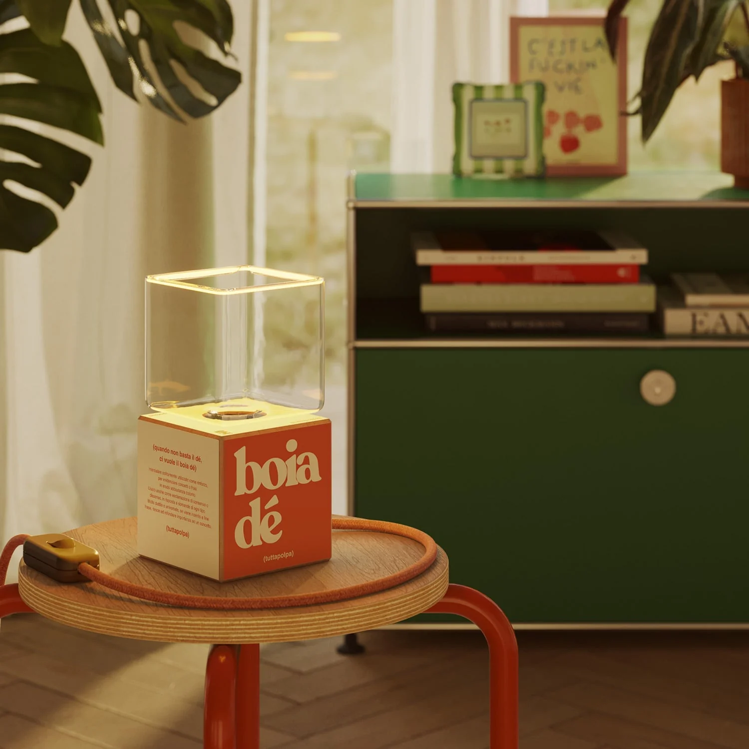 Cubetto table lamp with US plug, "Boia de" Ghost bulb - Tuttapolpa - Image 2