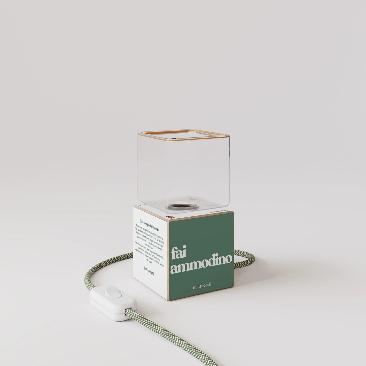 Cubetto table lamp with US plug, "Fai ammodino" Ghost bulb - Tuttapolpa - Image 4