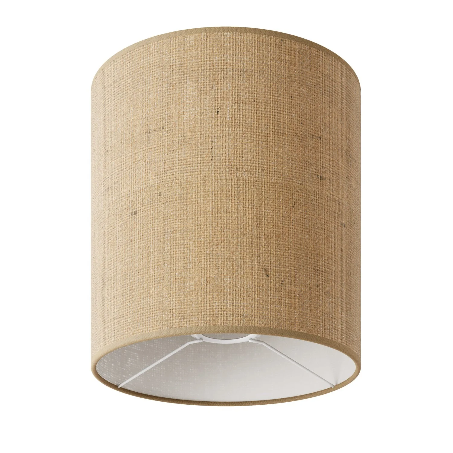 Cylindrical M lampshade in fabric with E27 fitting - Made in Italy - Natural jute