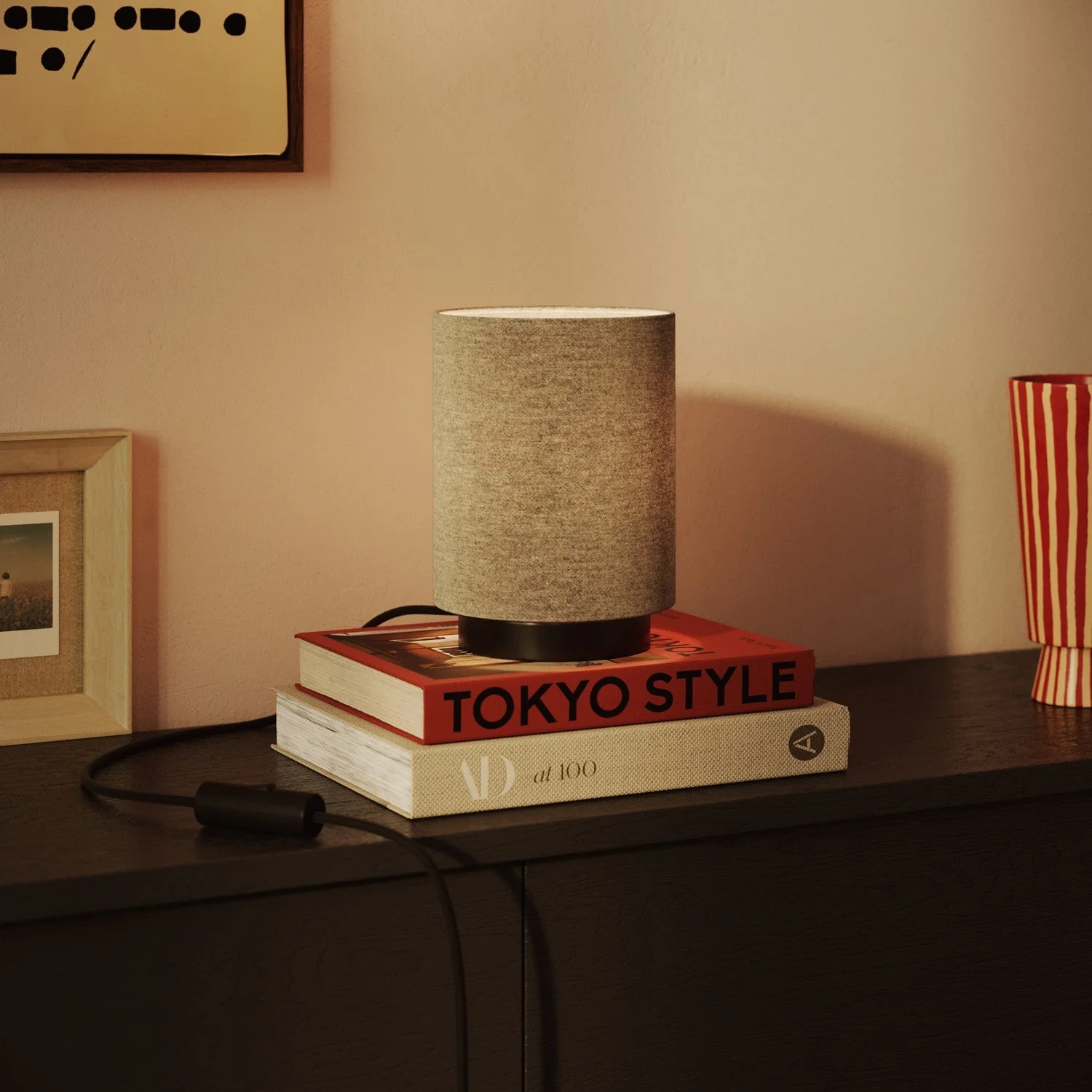 Cilindro S Lampshade in fabric with E27 fitting - Made in Italy - Light Gray Wool - Image 2