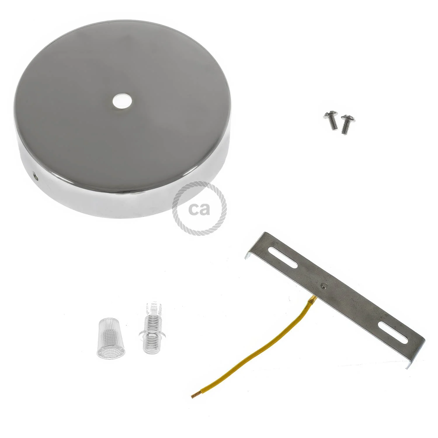 Cylindrical ceiling rose kit in metal – Chrome - Image 3