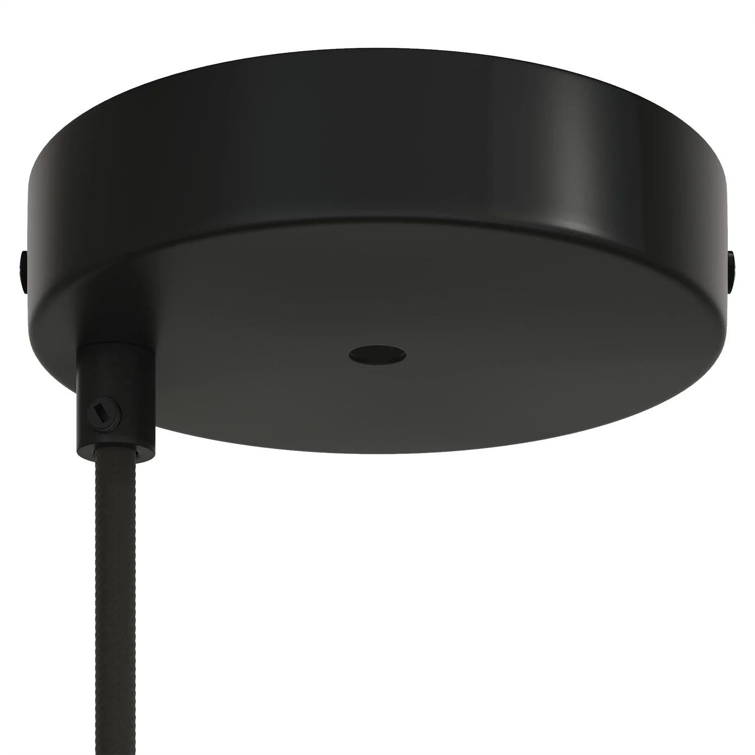 Cylindrical metal Ceiling canopy kit Ø 120 mm with 2 central and offset holes – Matt Black