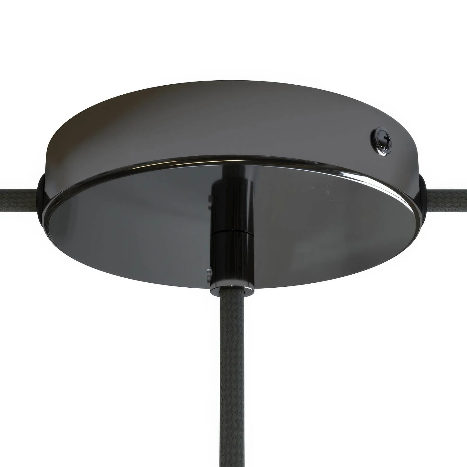 Cylindrical metal ceiling rose kit with 1 central hole and 2 side holes - Pearl black - Image 6