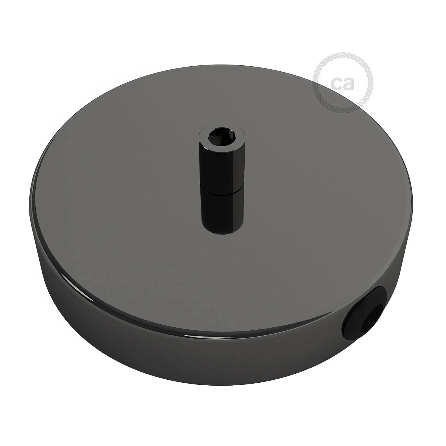 Cylindrical metal ceiling rose kit with 1 central hole and 2 side holes - Pearl black - Image 7