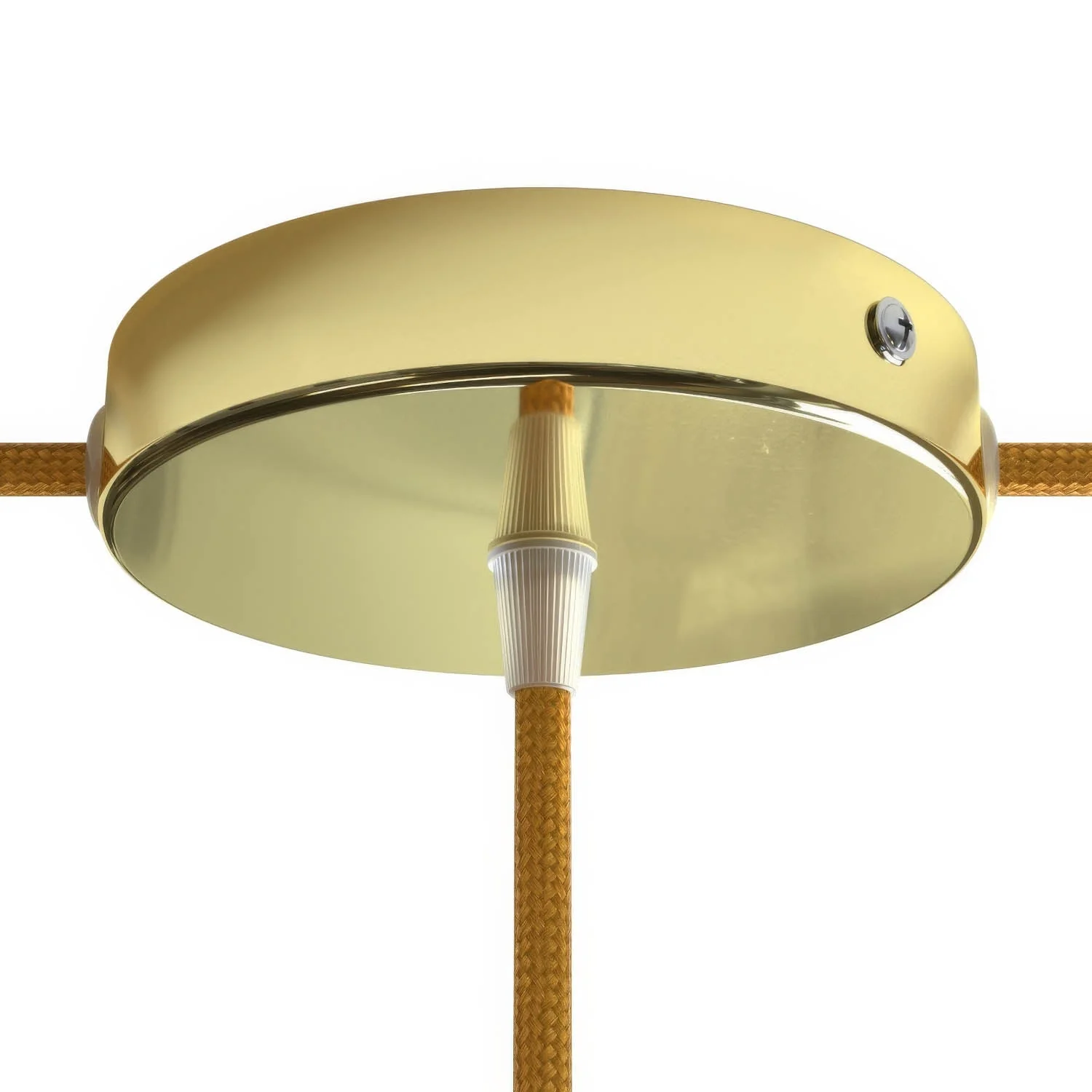 1-hole central and 2-side holes cylindrical metal ceiling rose kit - Brass