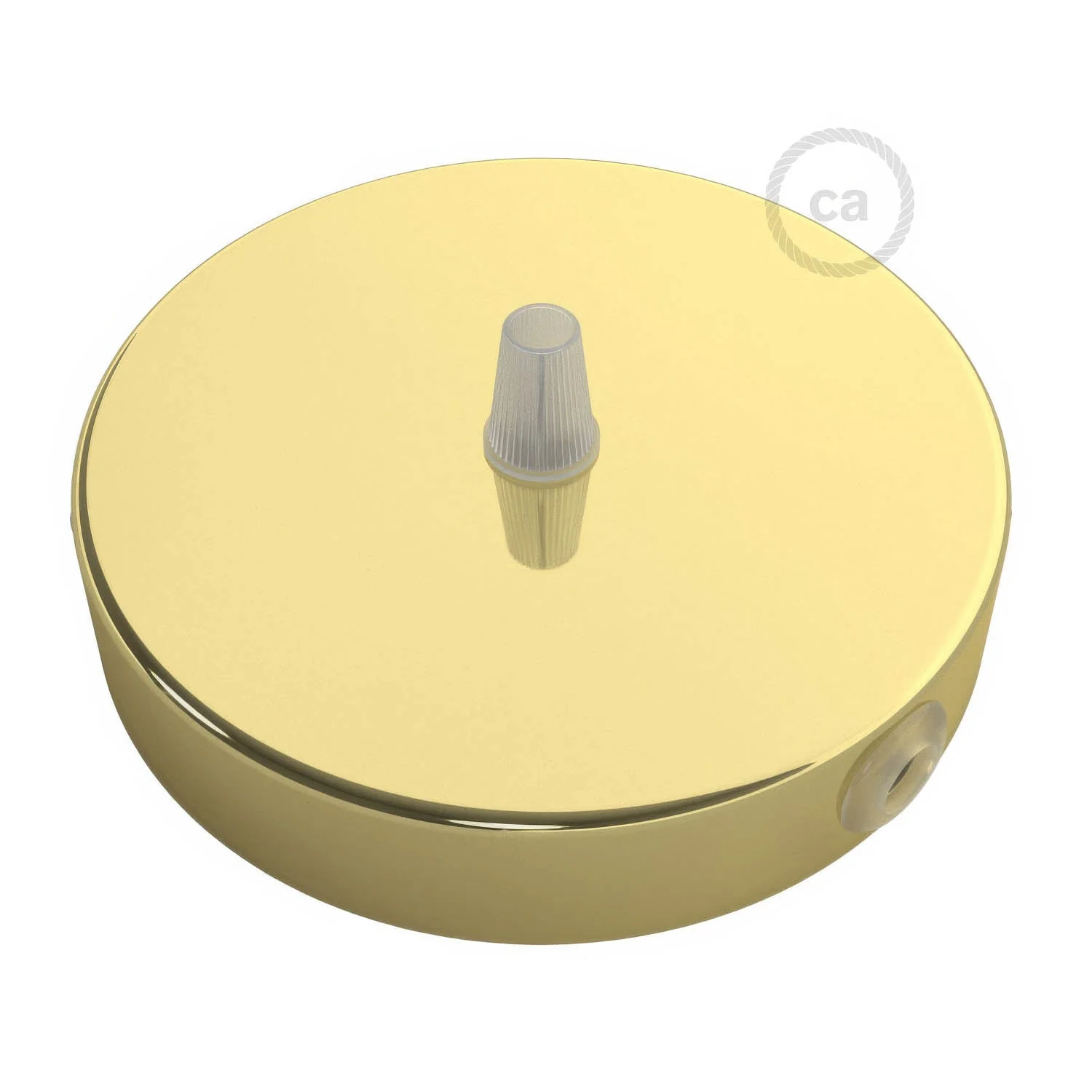 1-hole central and 2-side holes cylindrical metal ceiling rose kit - Brass - Image 2