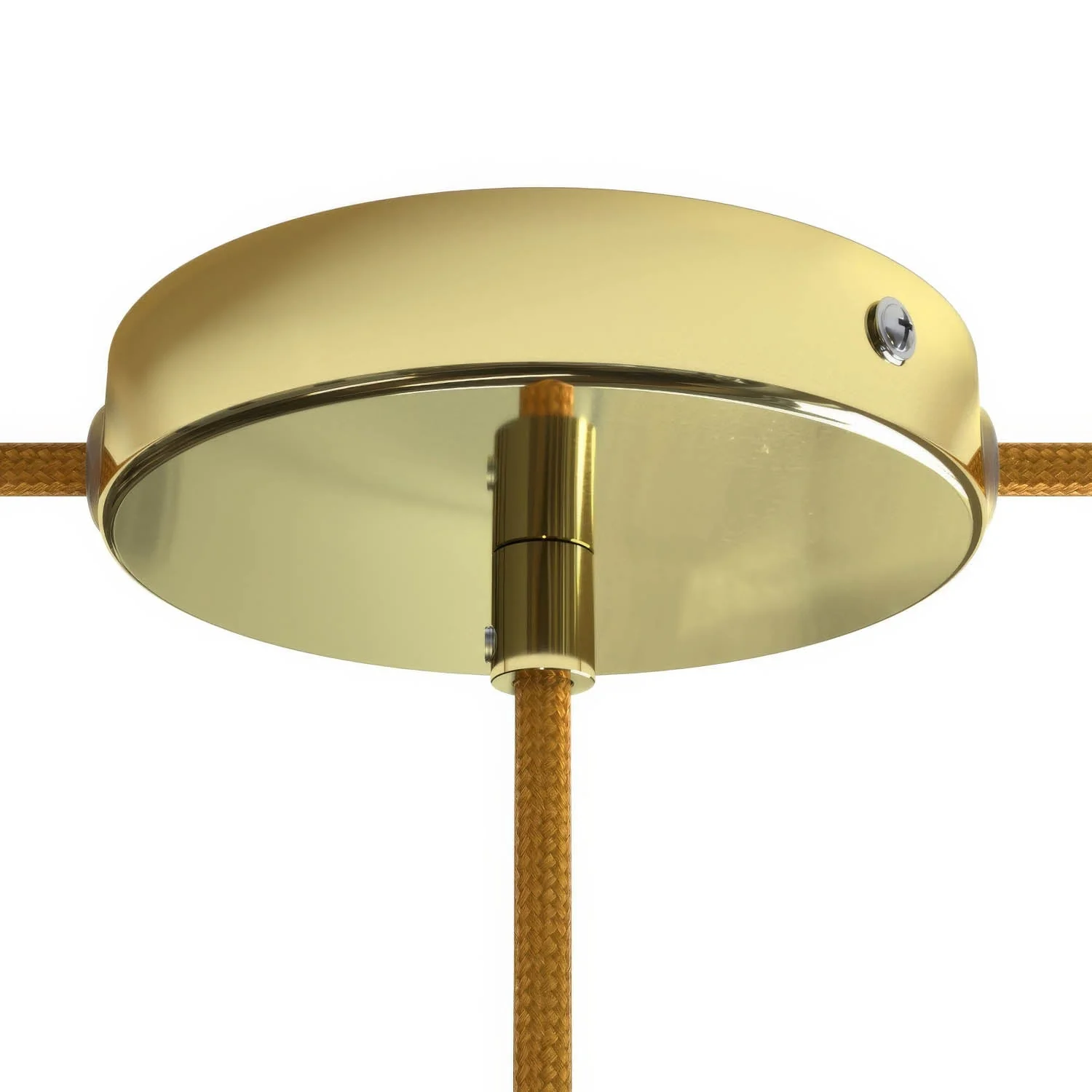 1-hole central and 2-side holes cylindrical metal ceiling rose kit - Brass - Image 6