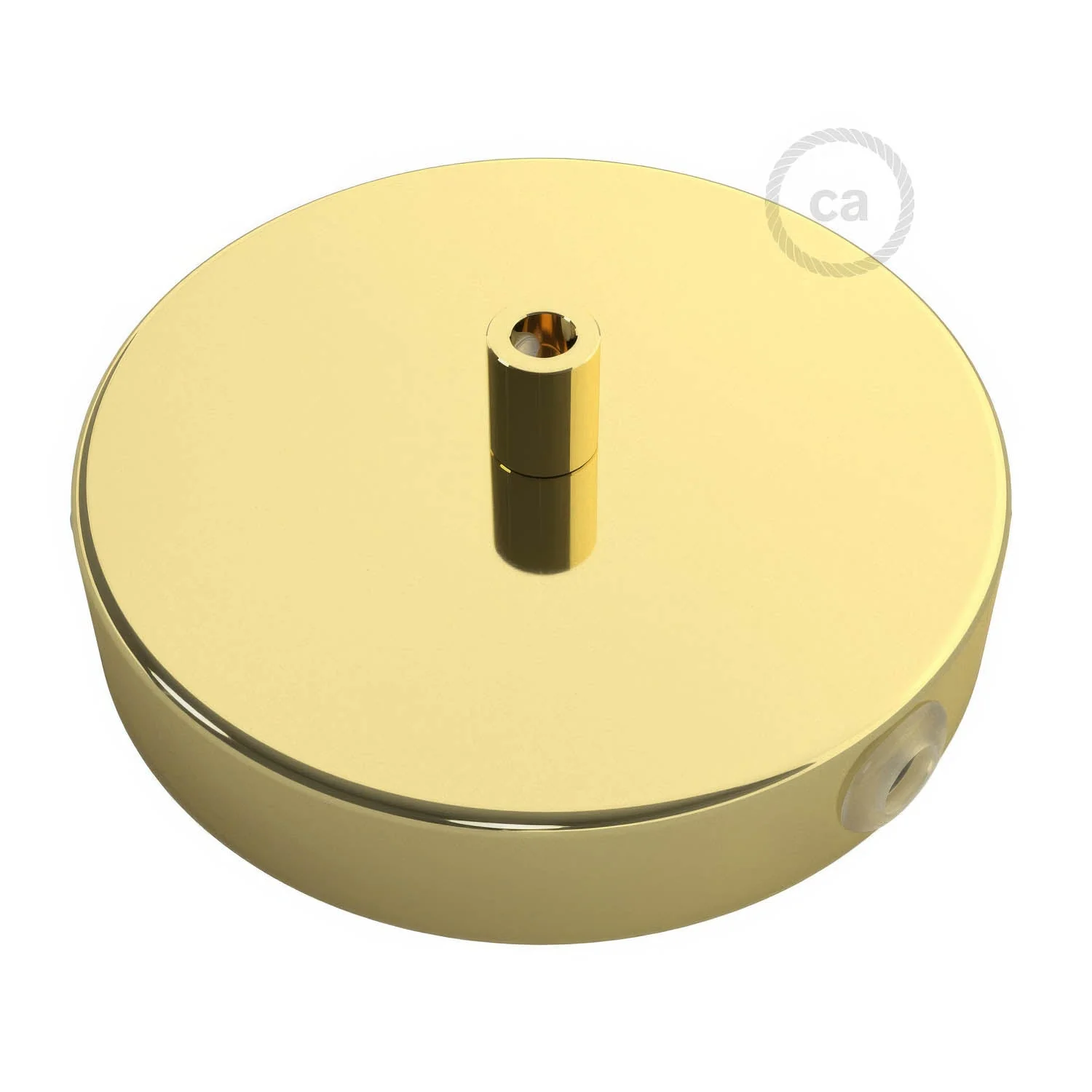 1-hole central and 2-side holes cylindrical metal ceiling rose kit - Brass - Image 7