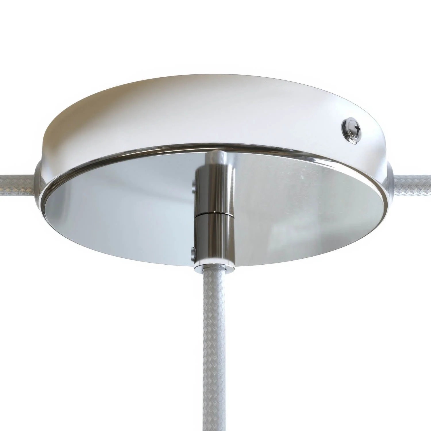 Cylindrical metal ceiling rose kit with 1 central hole and 2 side holes - Chrome - Image 6