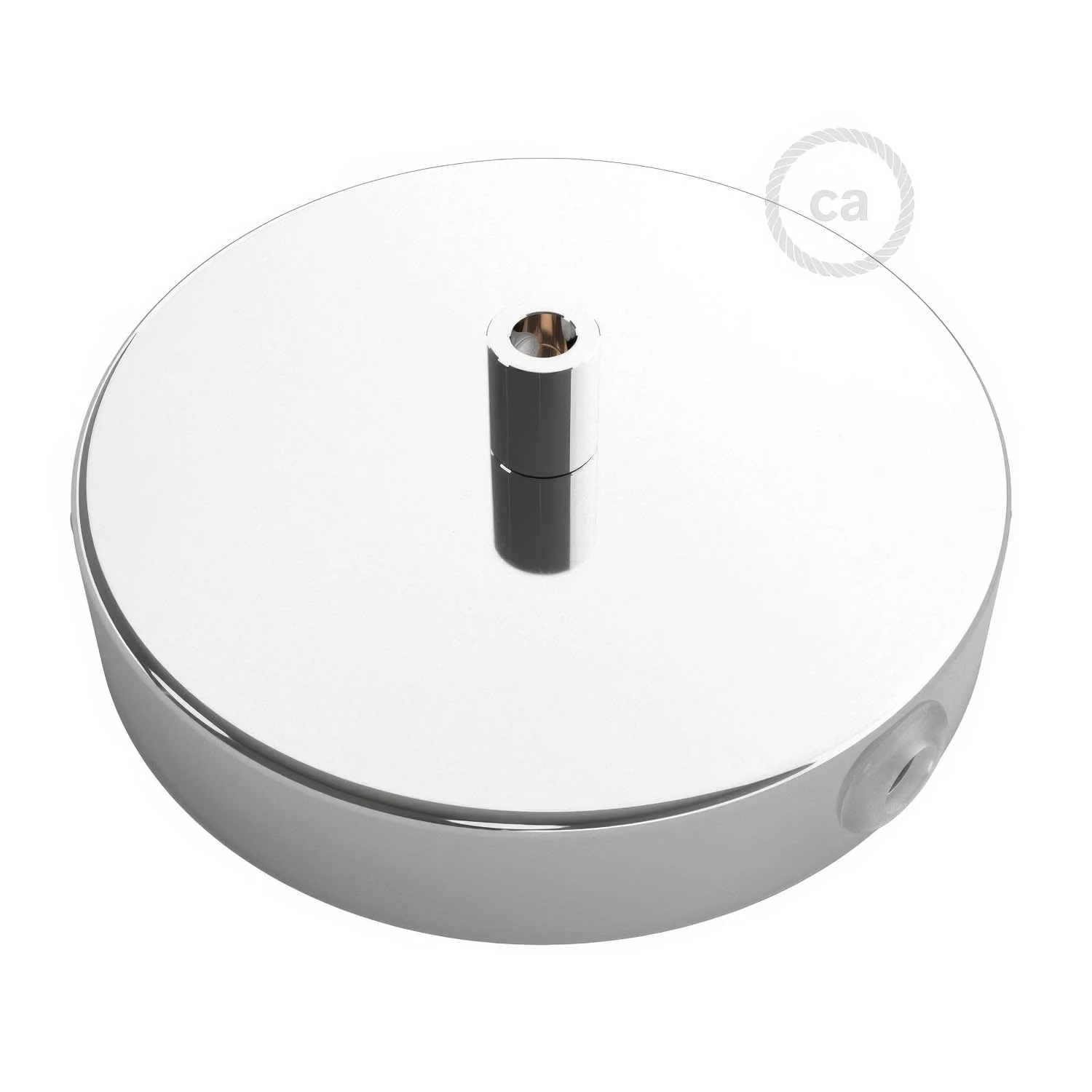 Cylindrical metal ceiling rose kit with 1 central hole and 2 side holes - Chrome - Image 7