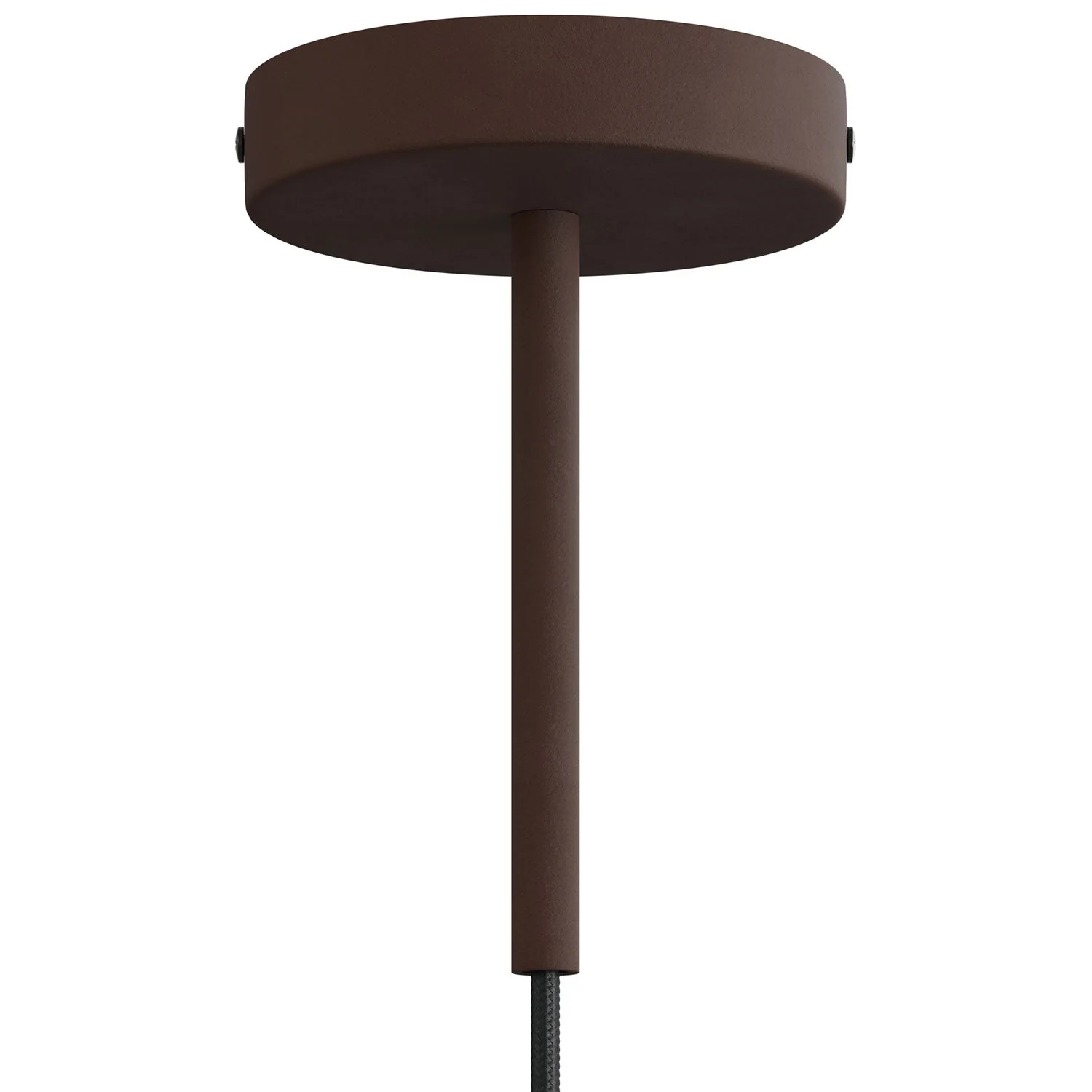 Cylindrical ceiling rose kit in metal with 15 cm cable clamp - Painted dark rust