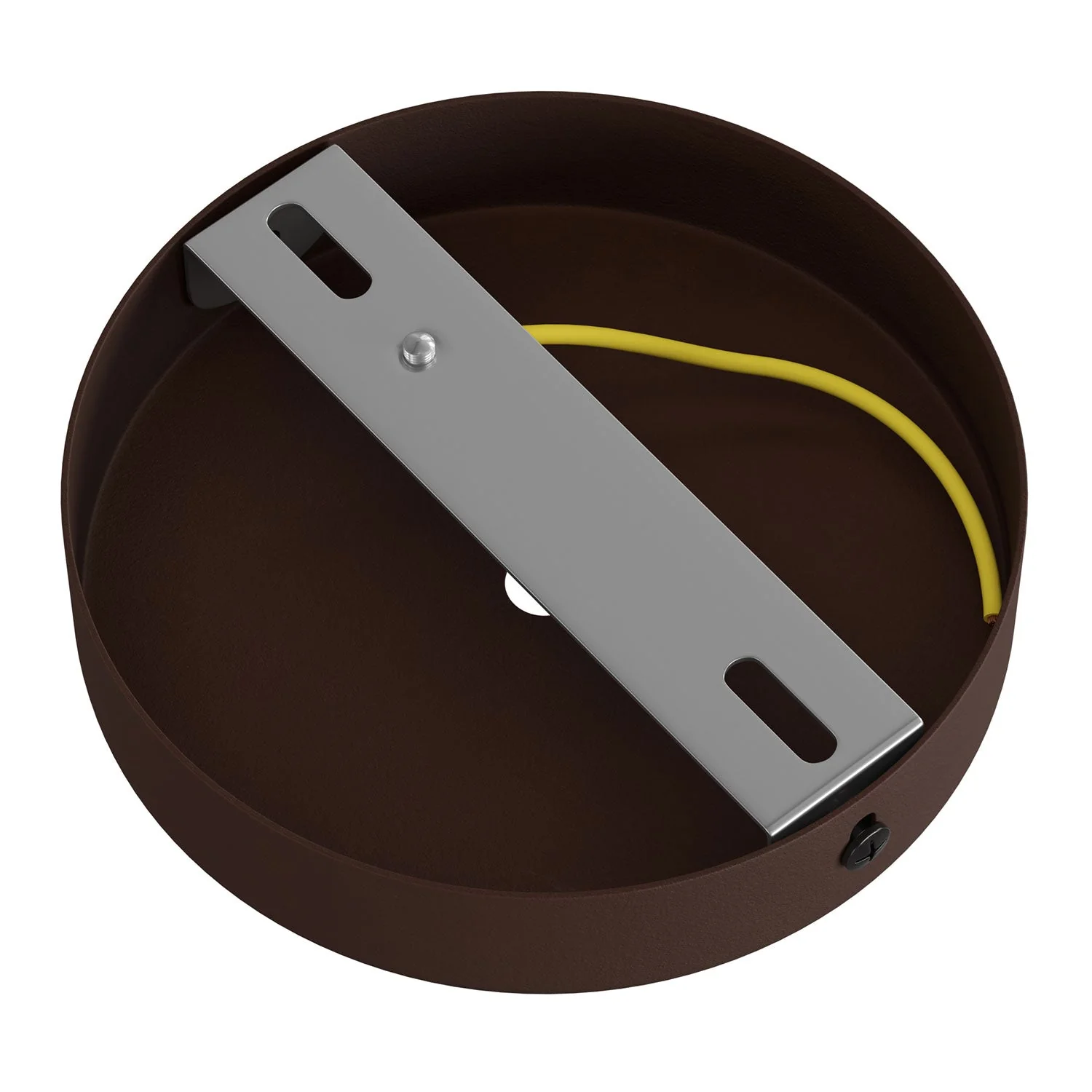 Cylindrical ceiling rose kit in metal with 15 cm cable clamp - Painted dark rust - Image 4