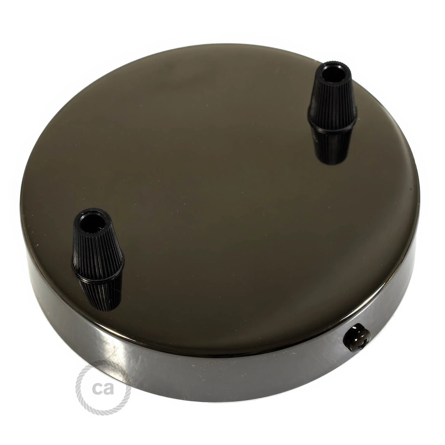 2-hole metal cylindrical ceiling rose kit - Pearl black - Image 2