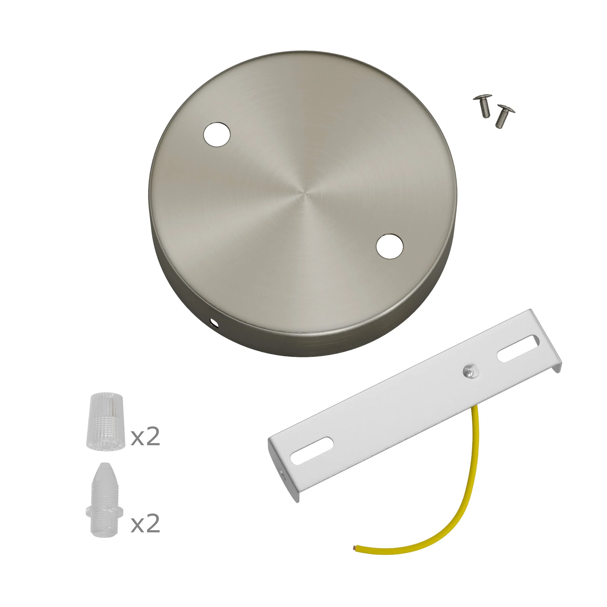 2-hole cylindrical metal ceiling rose kit - Satin titanium - Image 3