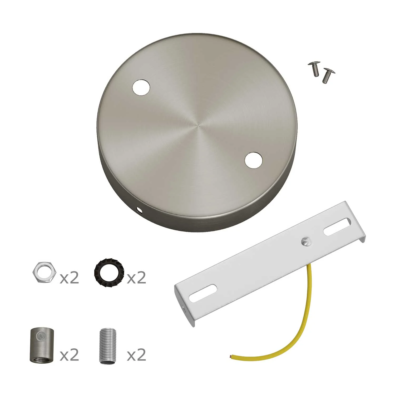 2-hole cylindrical metal ceiling rose kit - Satin titanium - Image 8