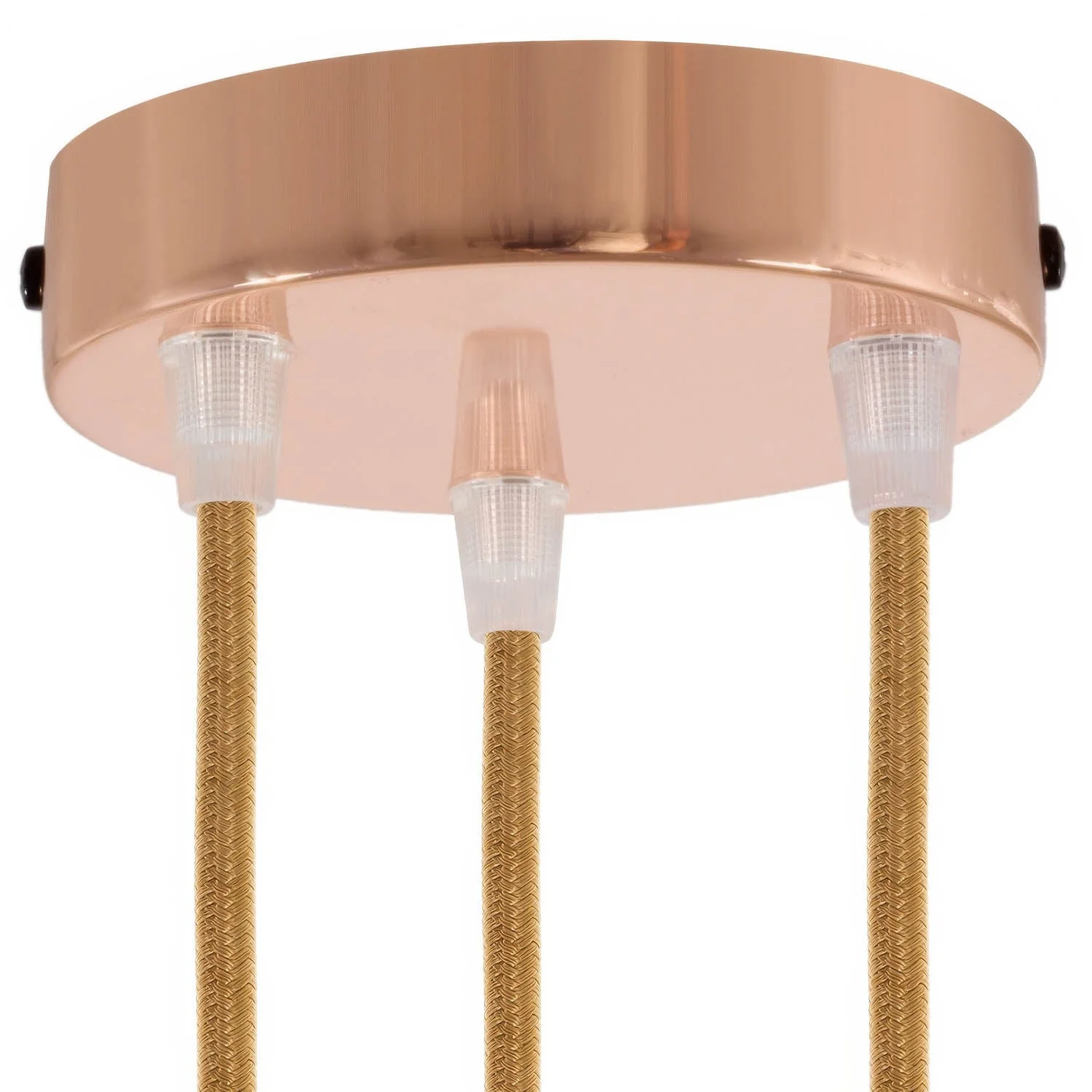 Cylindrical ceiling rose kit in metal with 3 holes - Copper