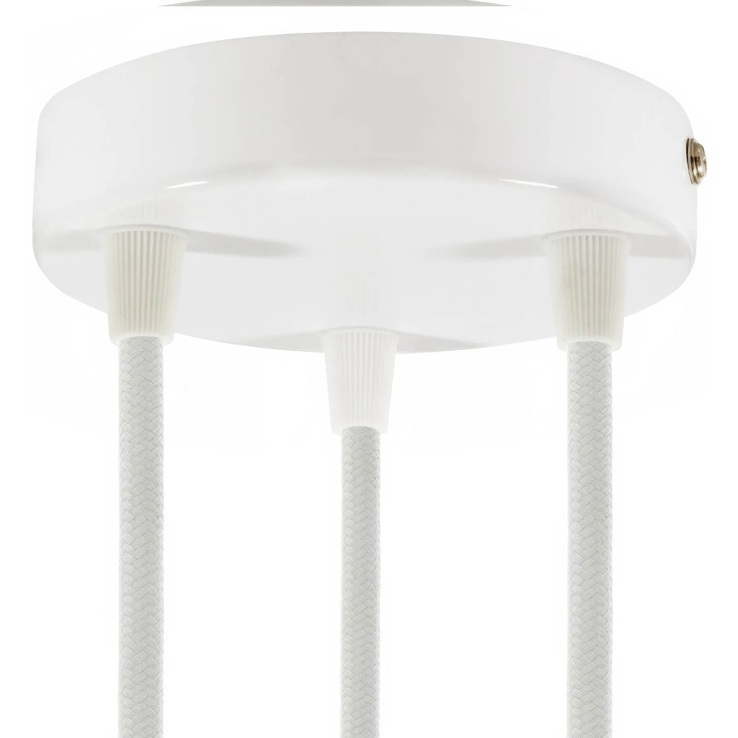 3-hole cylindrical metal ceiling rose kit - Glossy white