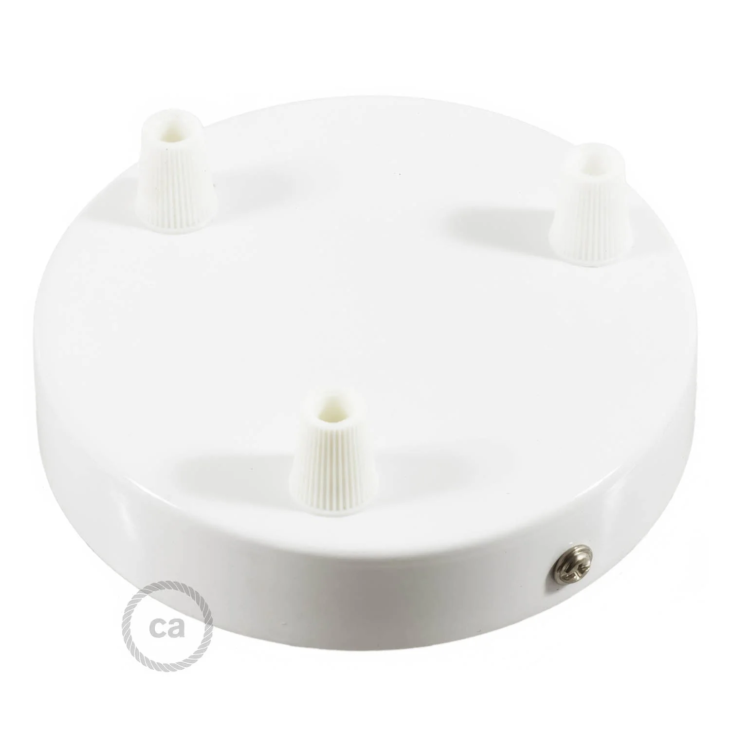 3-hole cylindrical metal ceiling rose kit - Glossy white - Image 2