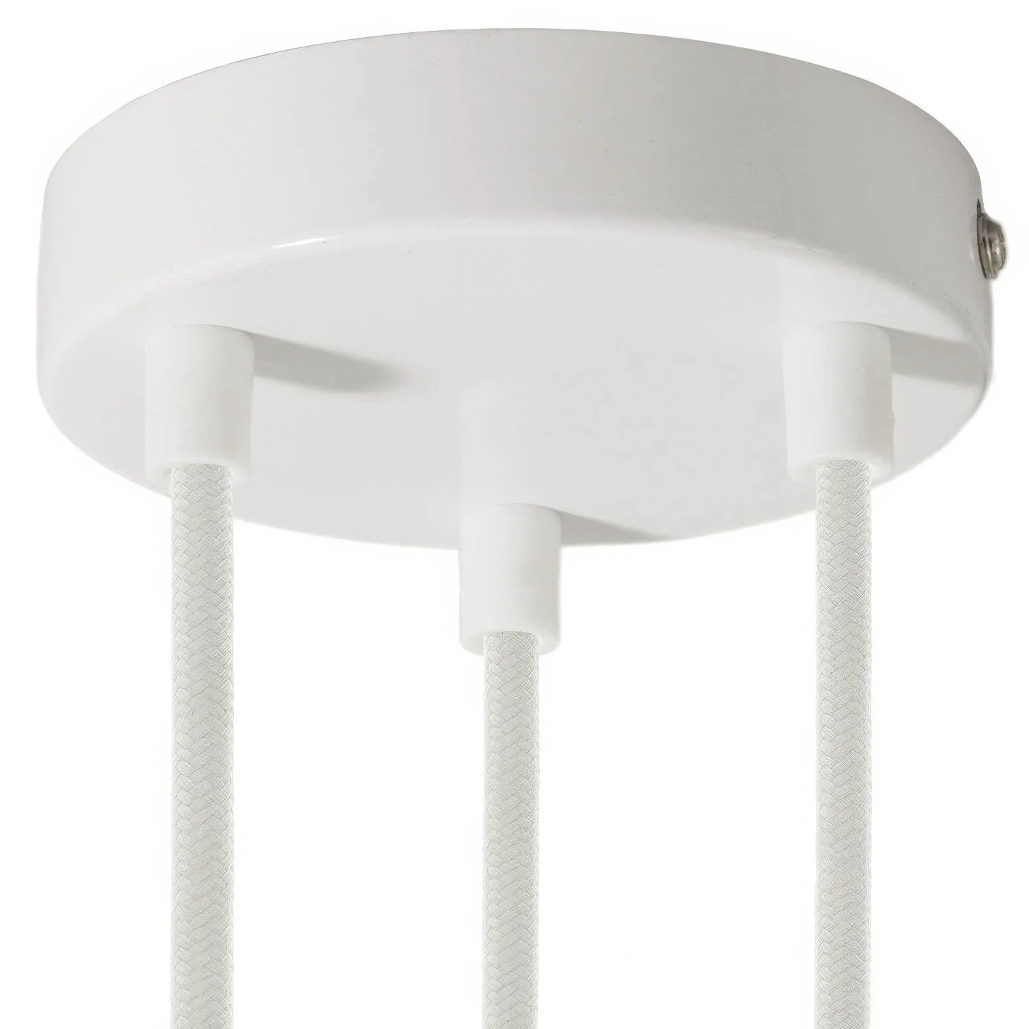 3-hole cylindrical metal ceiling rose kit - Glossy white - Image 6