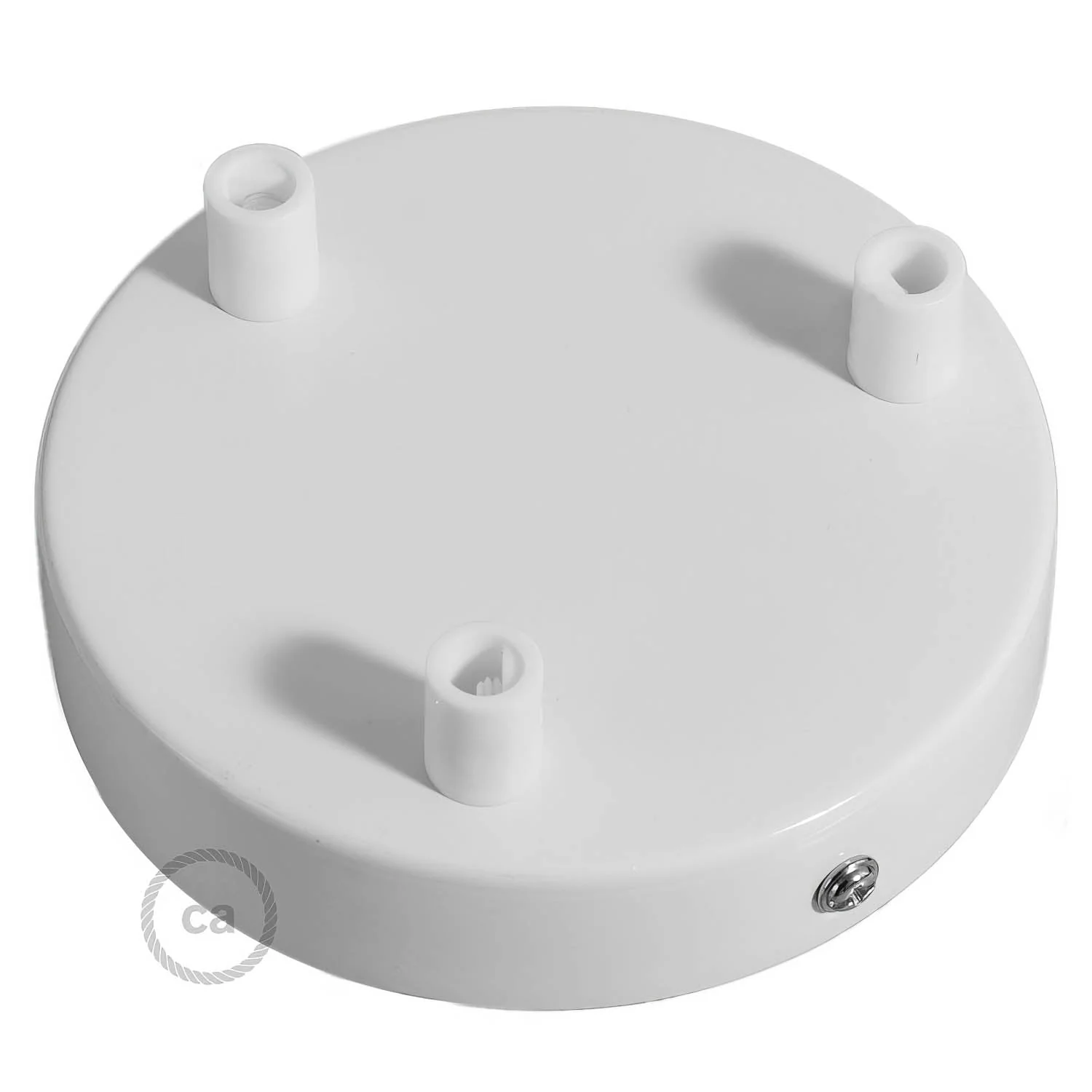 3-hole cylindrical metal ceiling rose kit - Glossy white - Image 7