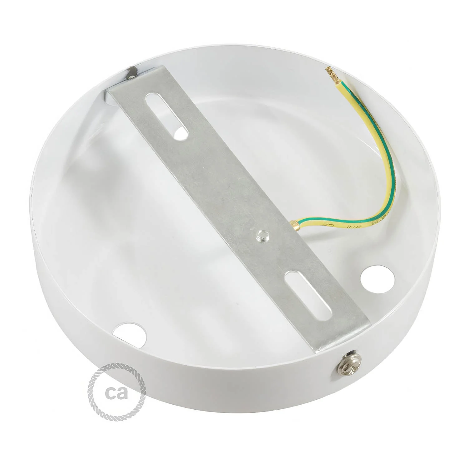 3-hole cylindrical metal ceiling rose kit - Glossy white - Image 9