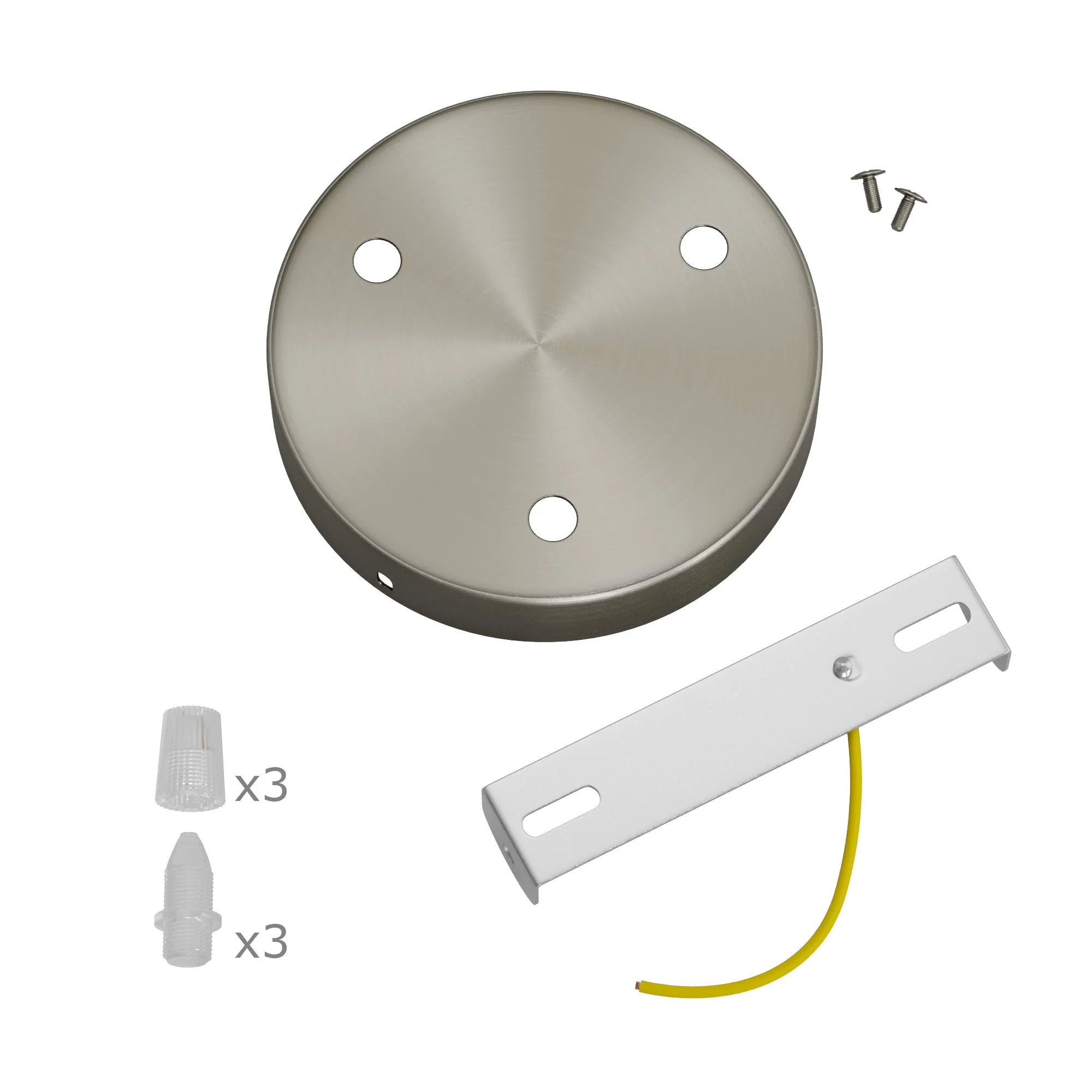 3-hole cylindrical metal ceiling rose kit - Satin titanium - Image 3