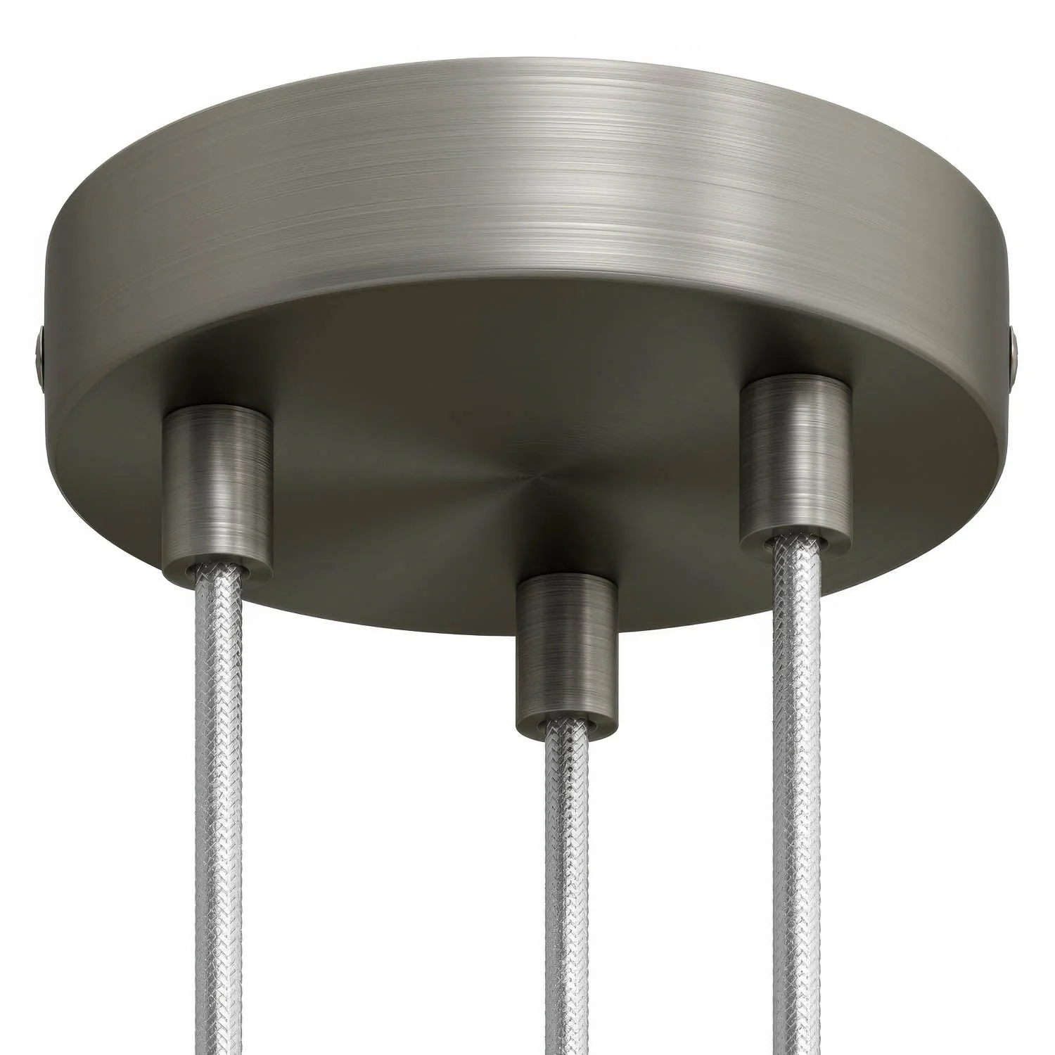 3-hole cylindrical metal ceiling rose kit - Satin titanium - Image 6