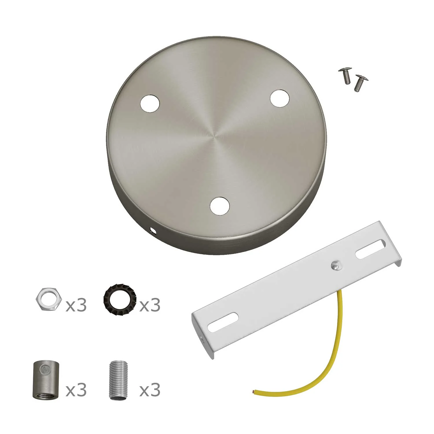 3-hole cylindrical metal ceiling rose kit - Satin titanium - Image 8
