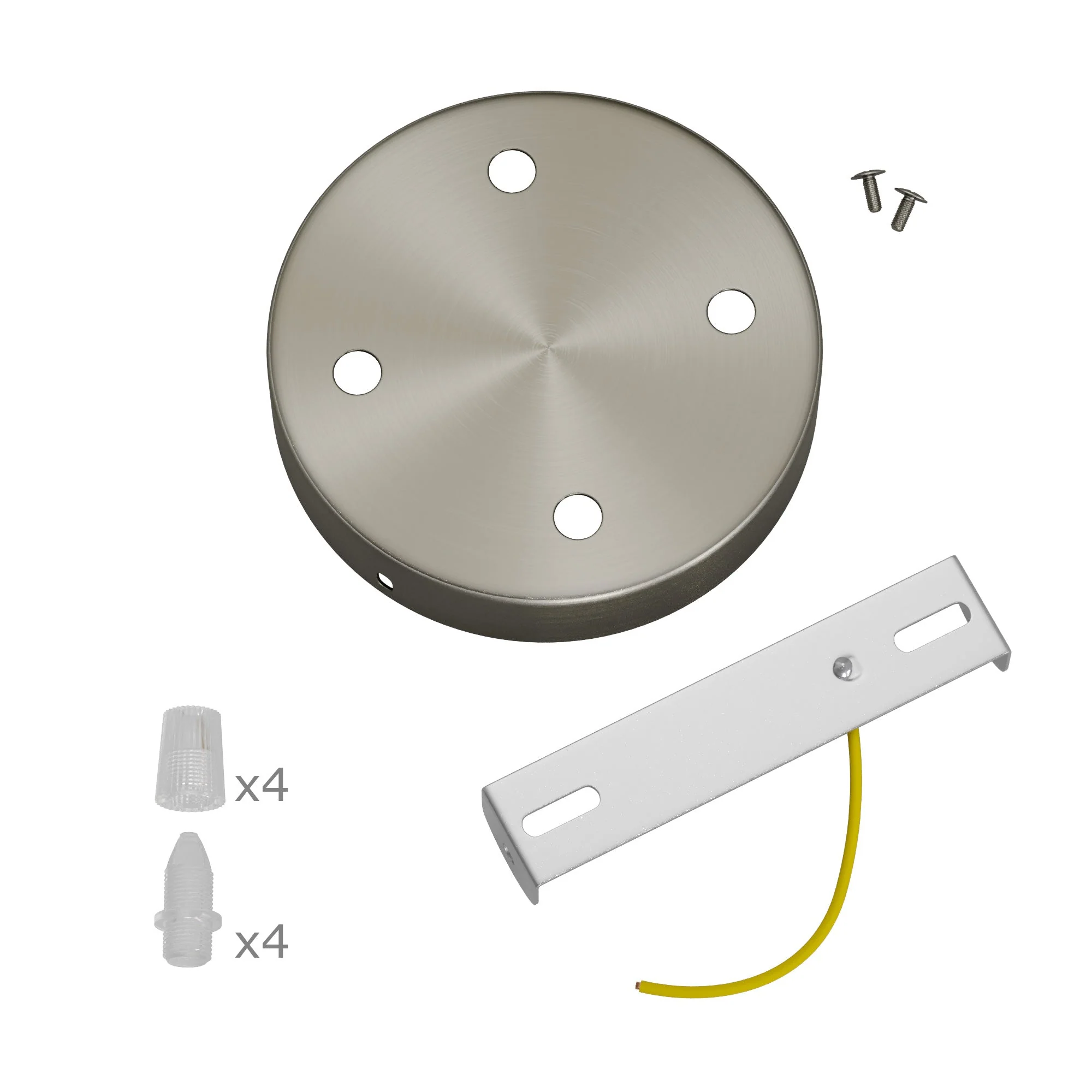 4-hole cylindrical metal ceiling rose kit - Satin titanium - Image 3
